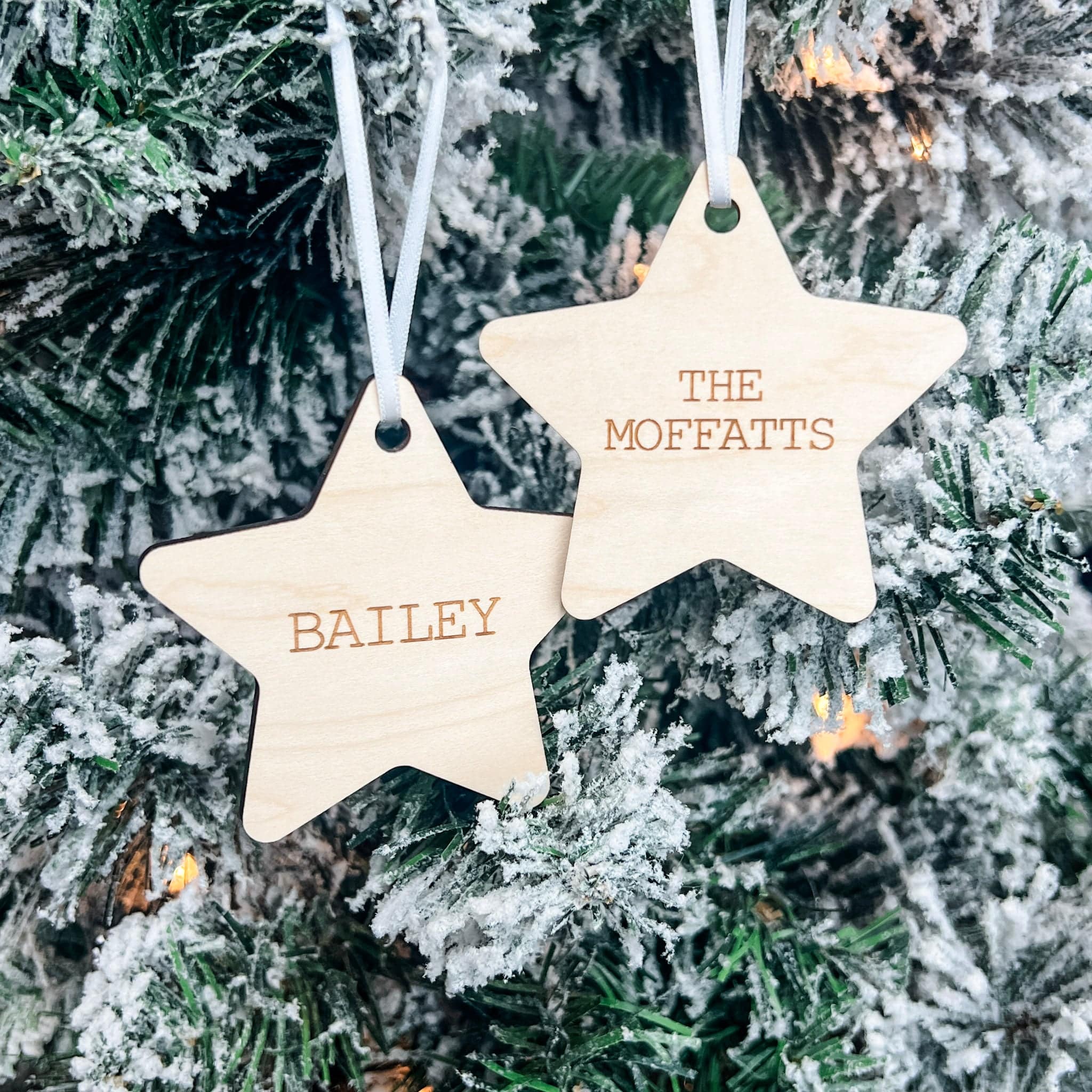 Personalized Stars • Engraved Wood Ornaments