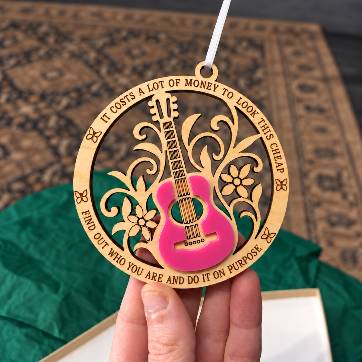 Pink Guitar Ornament