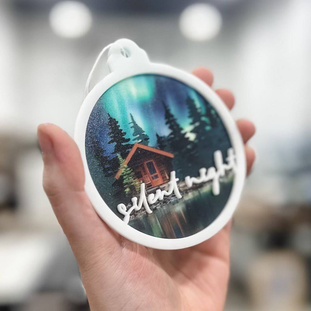 Quiet Northern Lights • 3D Wood & Acrylic Ornament or Mini Sign