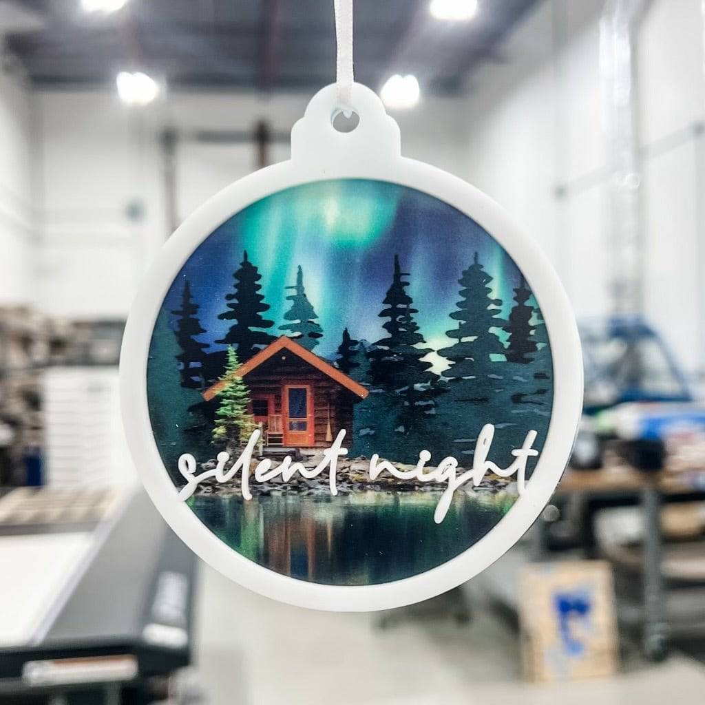 Quiet Northern Lights • 3D Wood & Acrylic Ornament or Mini Sign