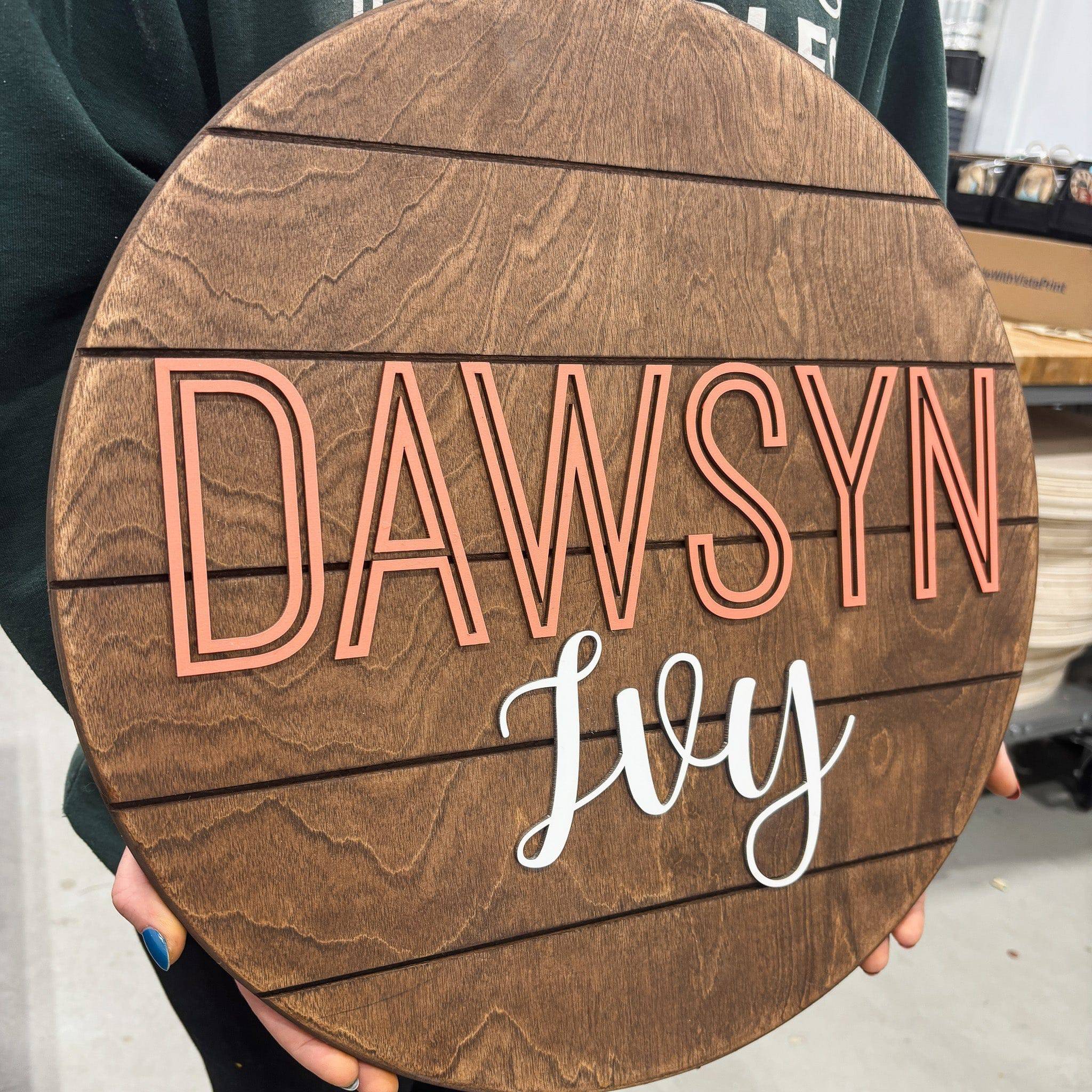 The Classic Custom Round Name Sign - Sticks & Doodles