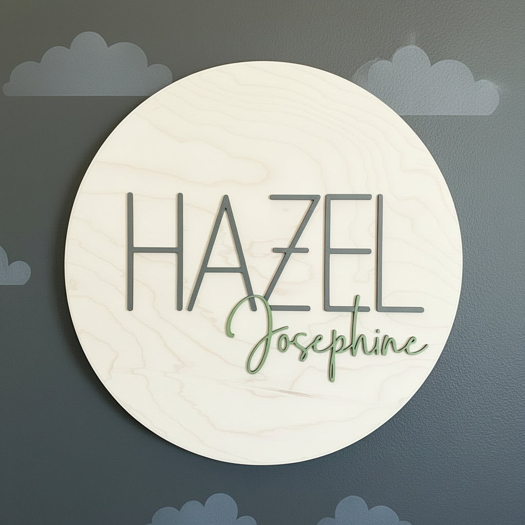 The Classic Custom Round Name Sign - Sticks & Doodles