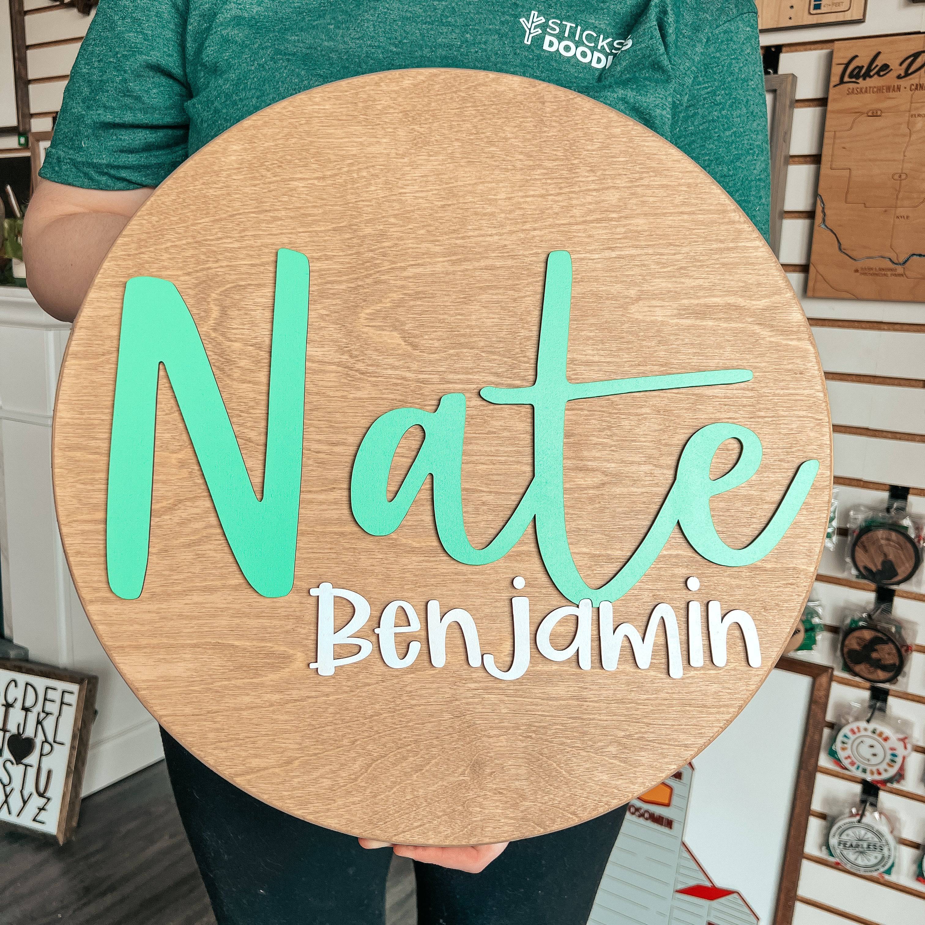 Round Nursery Name • Personalized Wood Sign • For Kids & Nurseries