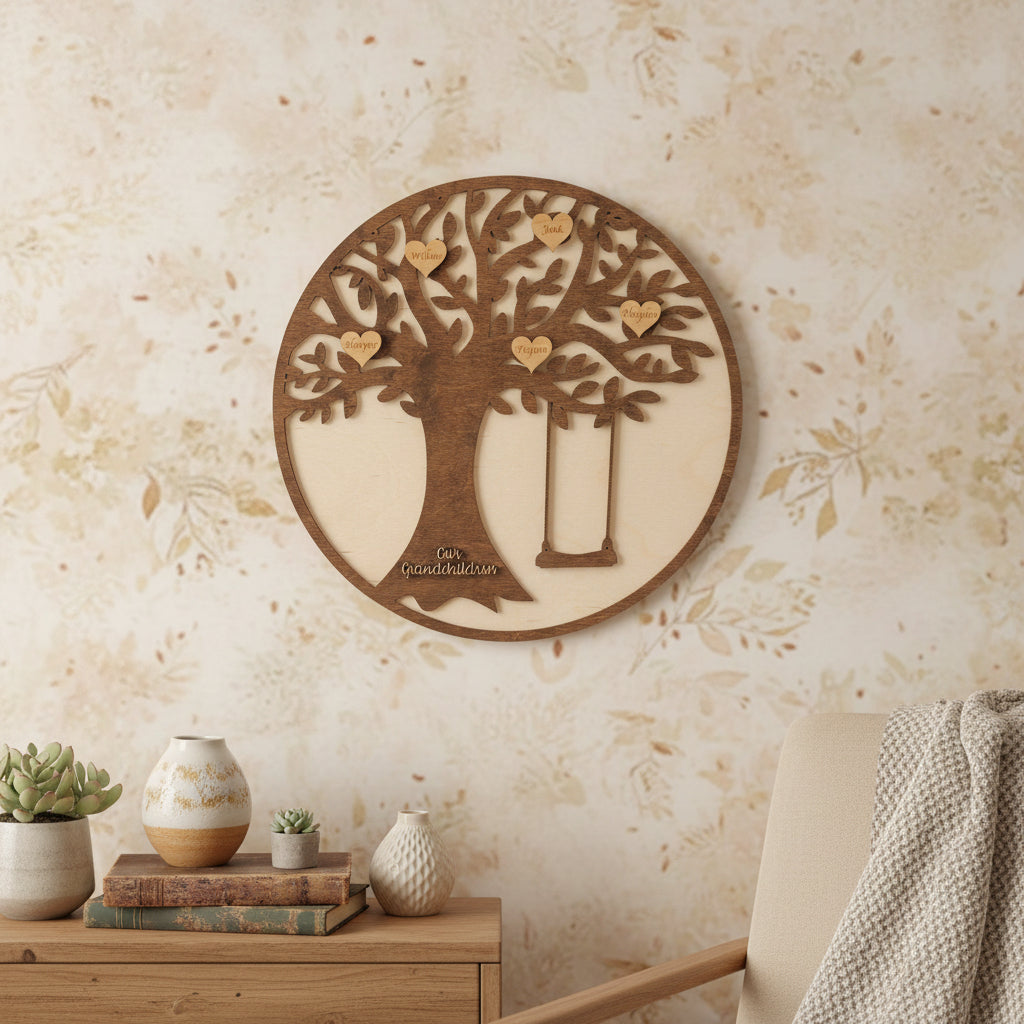 The Family Swing Wood Name Sign