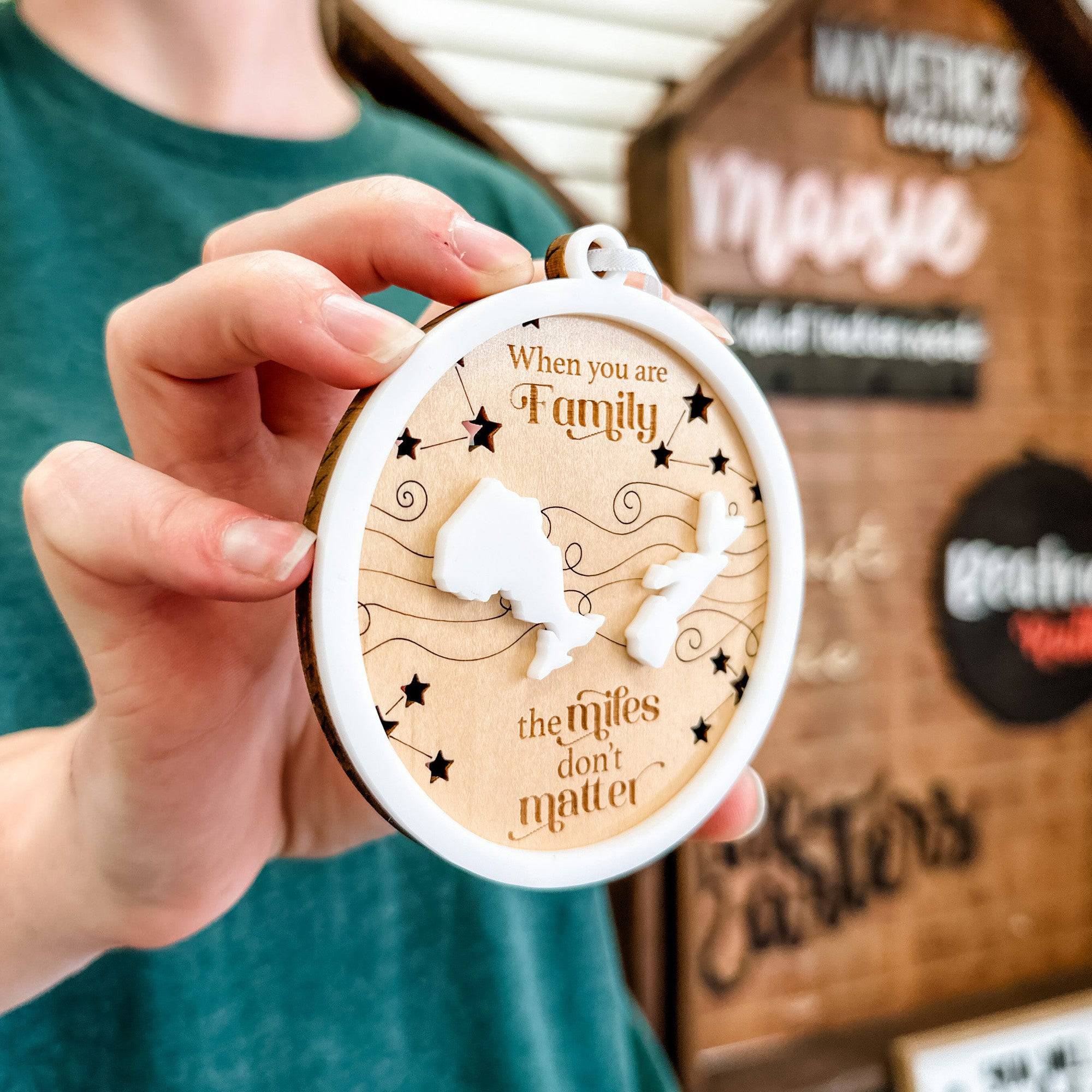 The Miles Don’t Matter • Personalized Ornament, Magnet, or Mini Sign • For Family & Friends Who Live Far Apart