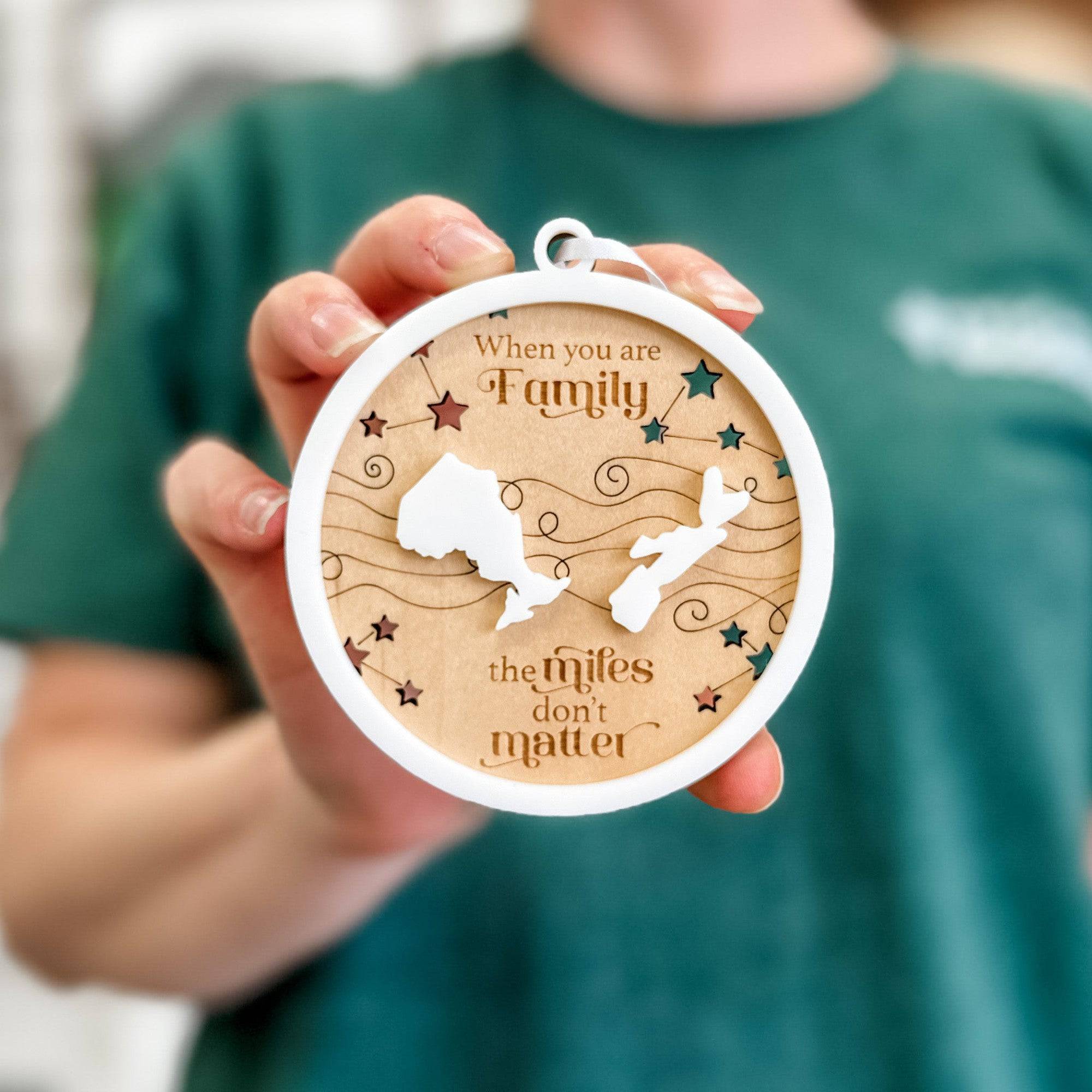 The Miles Don’t Matter • Personalized Ornament, Magnet, or Mini Sign • For Family & Friends Who Live Far Apart