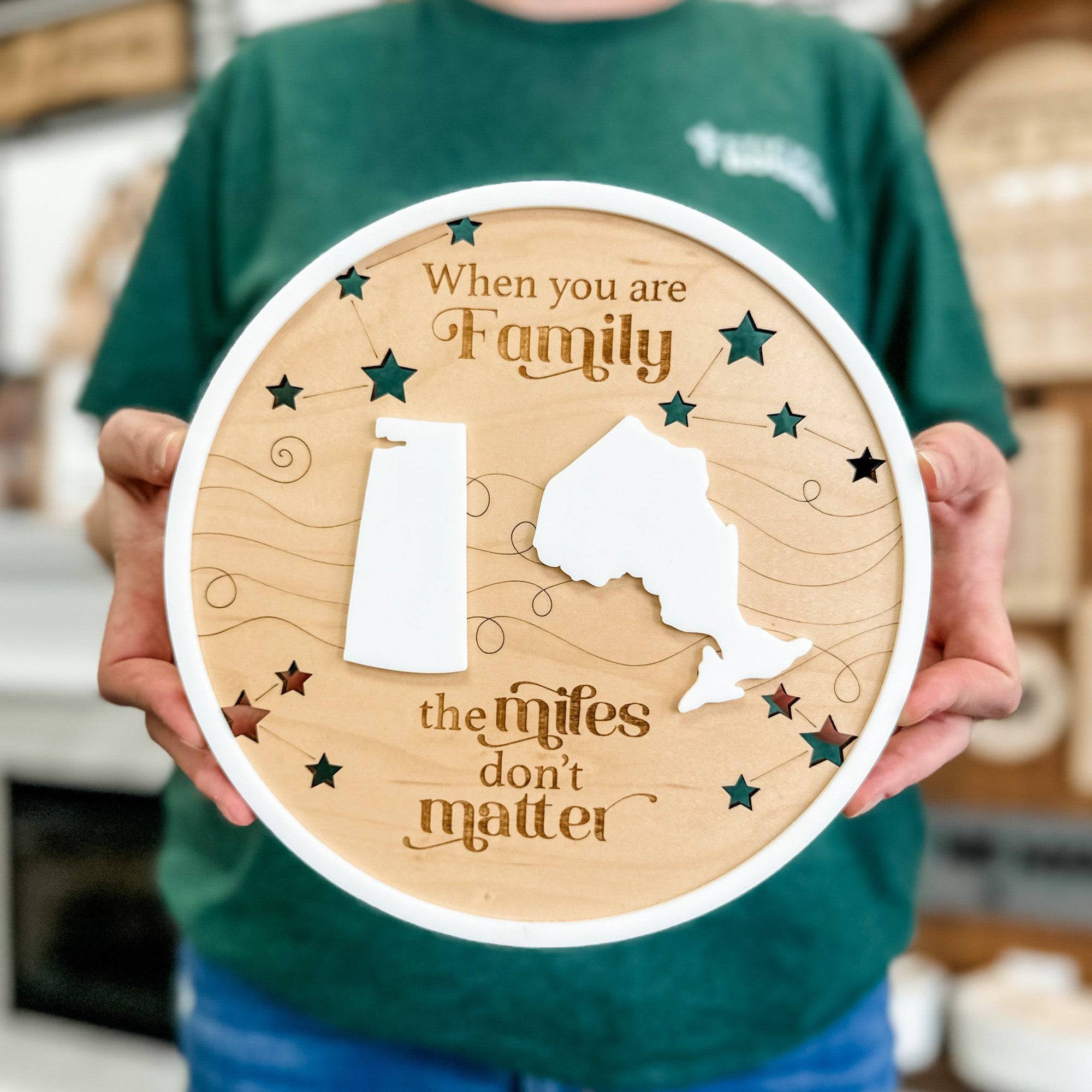 The Miles Don’t Matter • Personalized Ornament, Magnet, or Mini Sign • For Family & Friends Who Live Far Apart