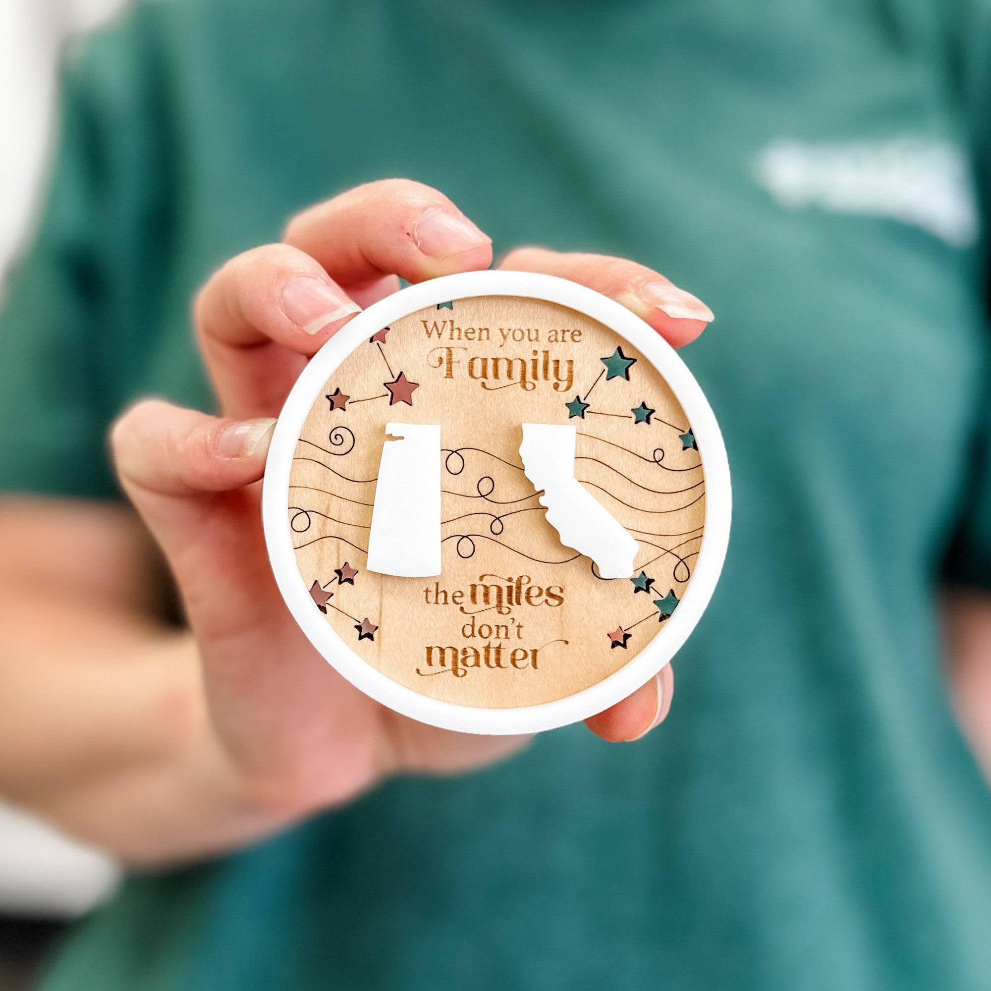 The Miles Don’t Matter • Personalized Ornament, Magnet, or Mini Sign • For Family & Friends Who Live Far Apart