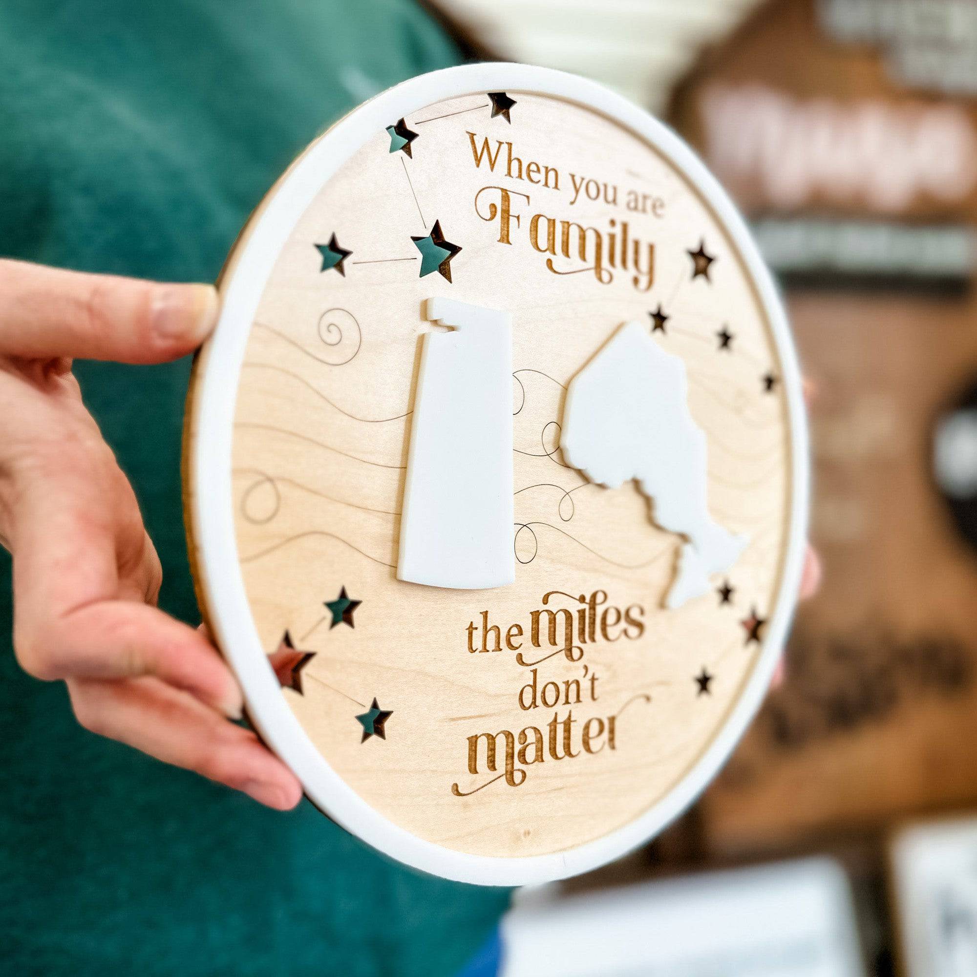 The Miles Don’t Matter • Personalized Ornament, Magnet, or Mini Sign • For Family & Friends Who Live Far Apart
