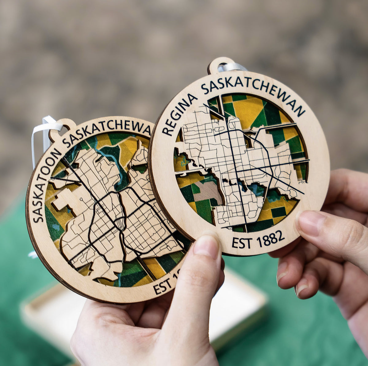 Saskatchewan Patchwork City Map Ornament