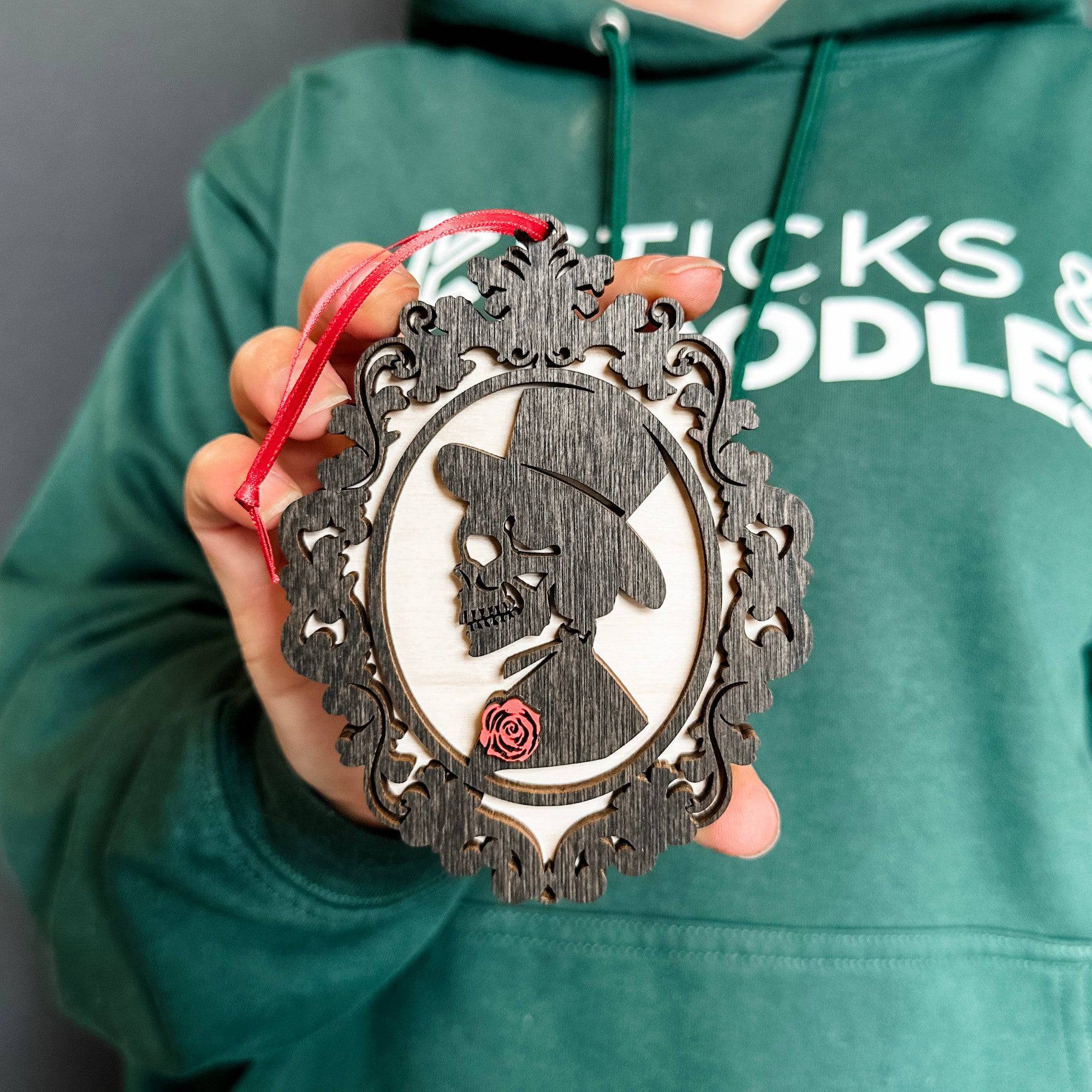 Victorian Skeleton Couple • Layered Wood Ornaments • Gothic Decor & Halloween