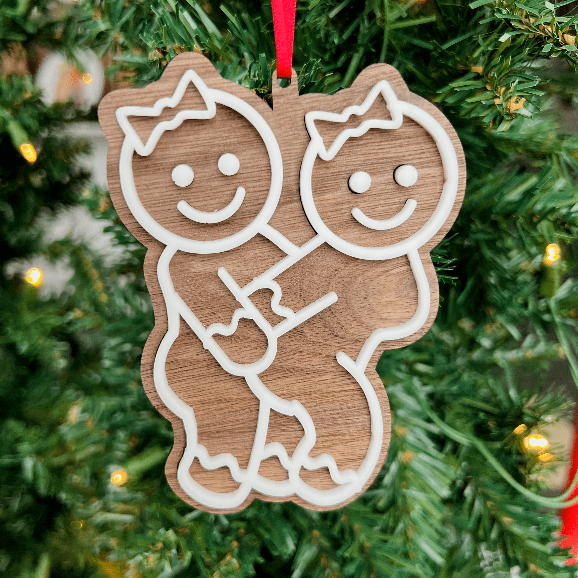 We're Just Cuddling • 3D Wood & Acrylic Ornaments