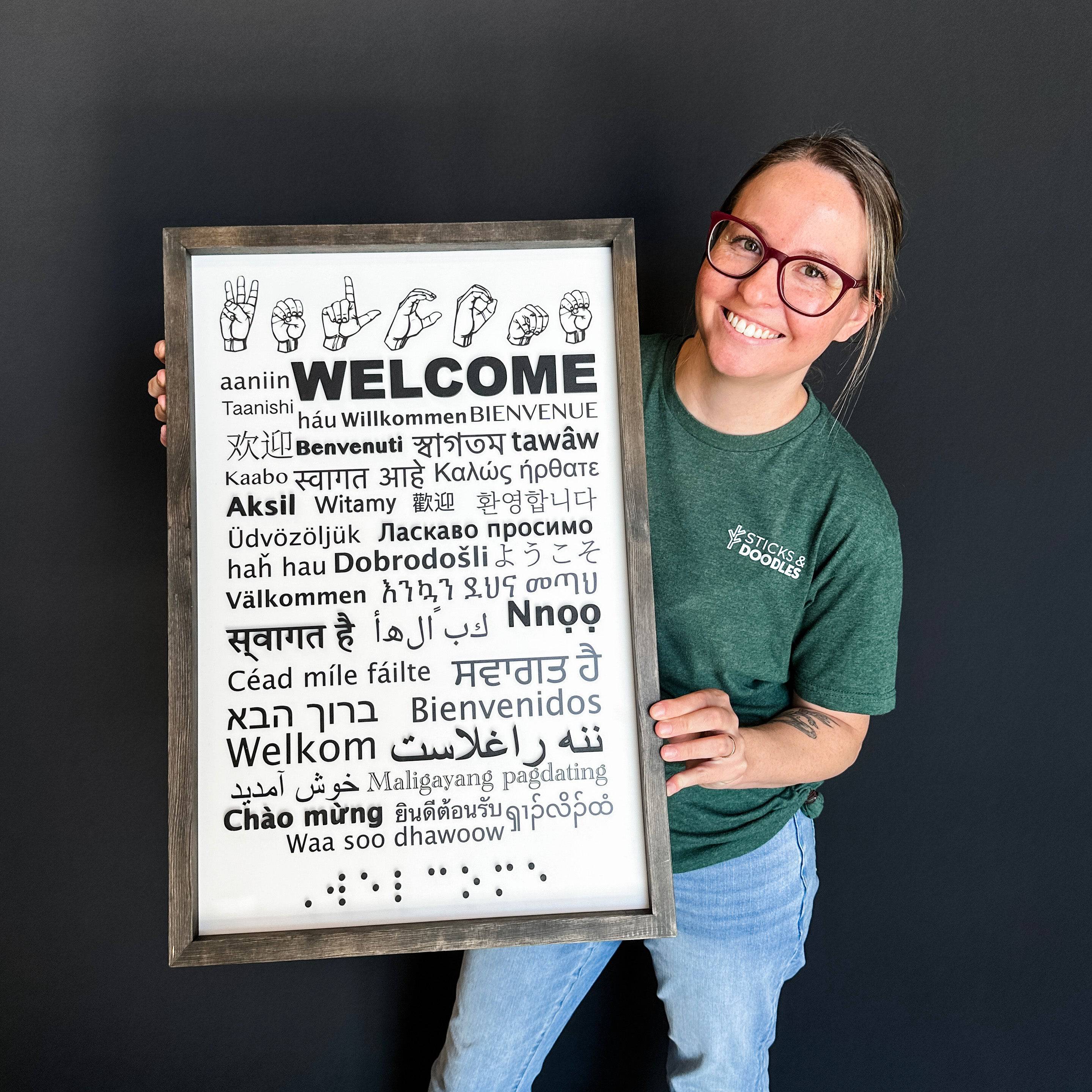 Welcome in 40 Languages Sign