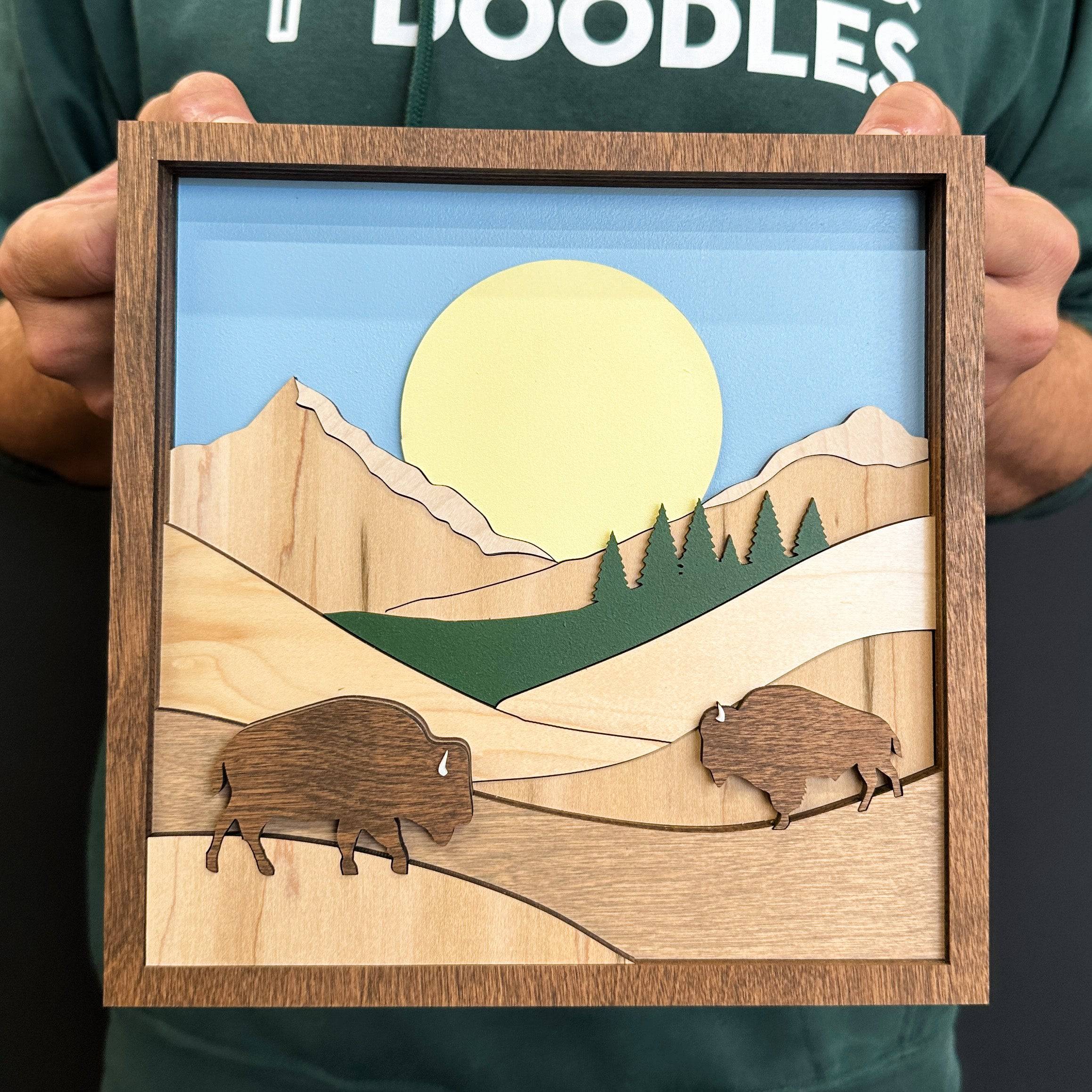 Bison in the Hills • Layered Wood Artwork • For Saskatchewan Gifts