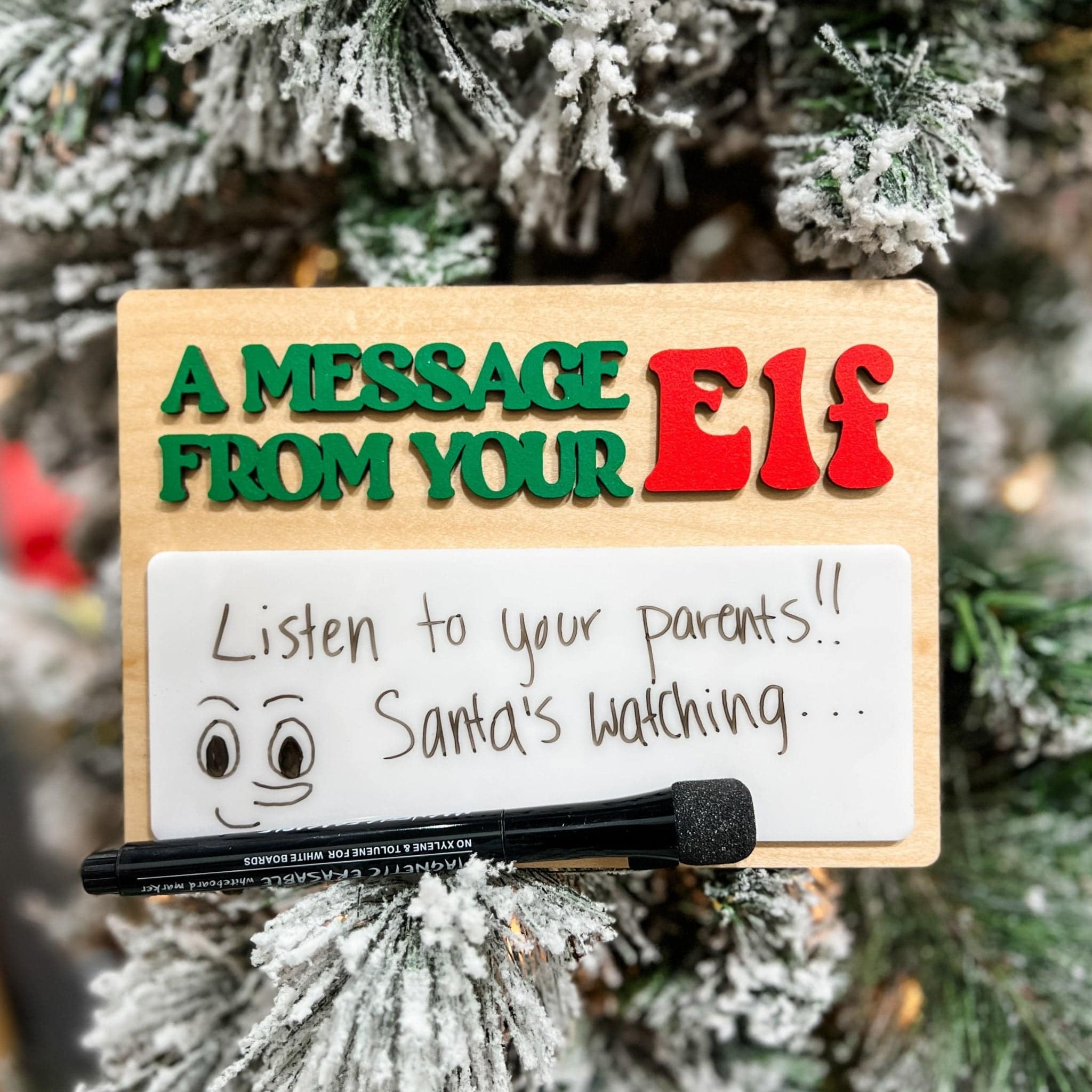A Message From Your Elf Fill In 3D Wood & Acrylic Sign - Sticks & Doodles