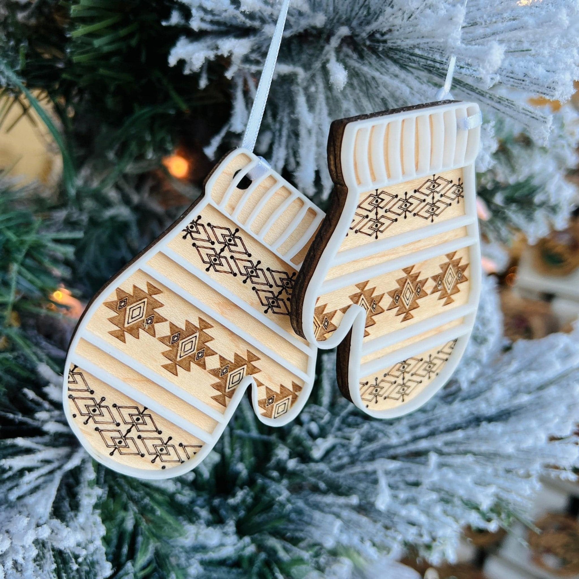 Boho Snow Mitten Ornaments (Includes Two Mittens) - Sticks & Doodles