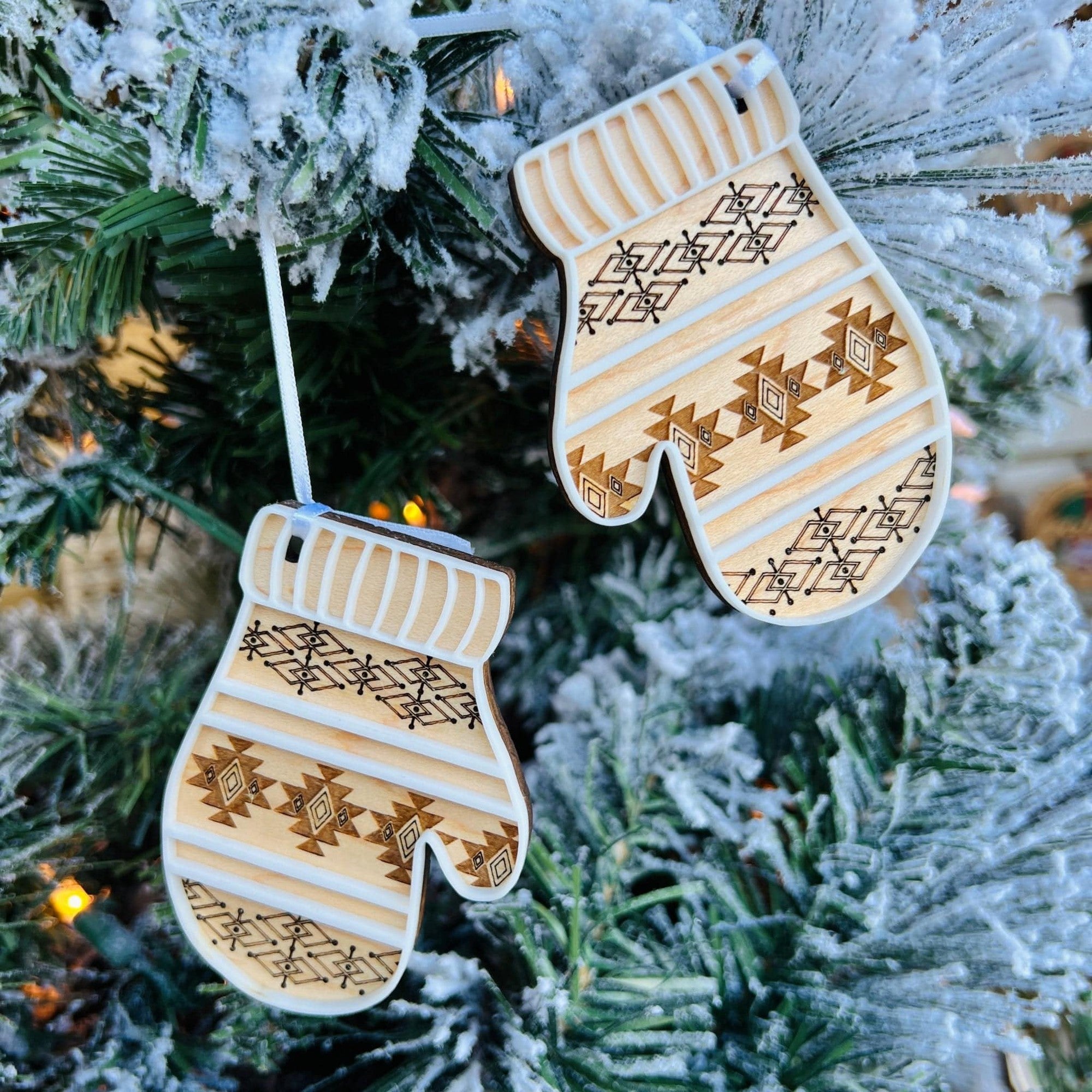 Boho Snow Mitten Ornaments (Includes Two Mittens) - Sticks & Doodles