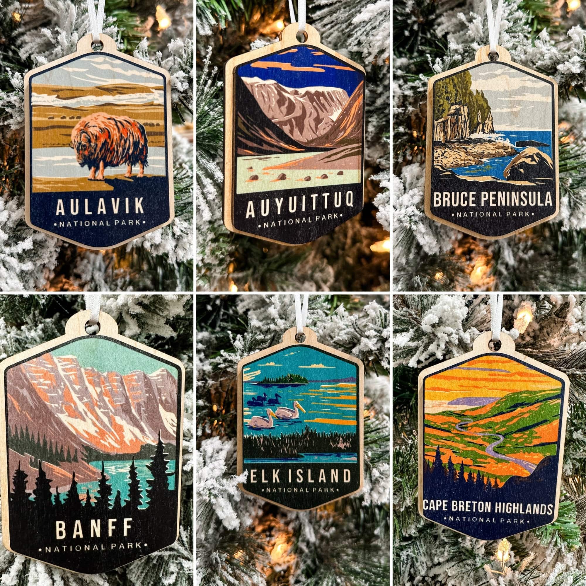 Canadian National Parks Watercolour 3D Wood Ornaments **Choose from 48!** - Sticks & Doodles