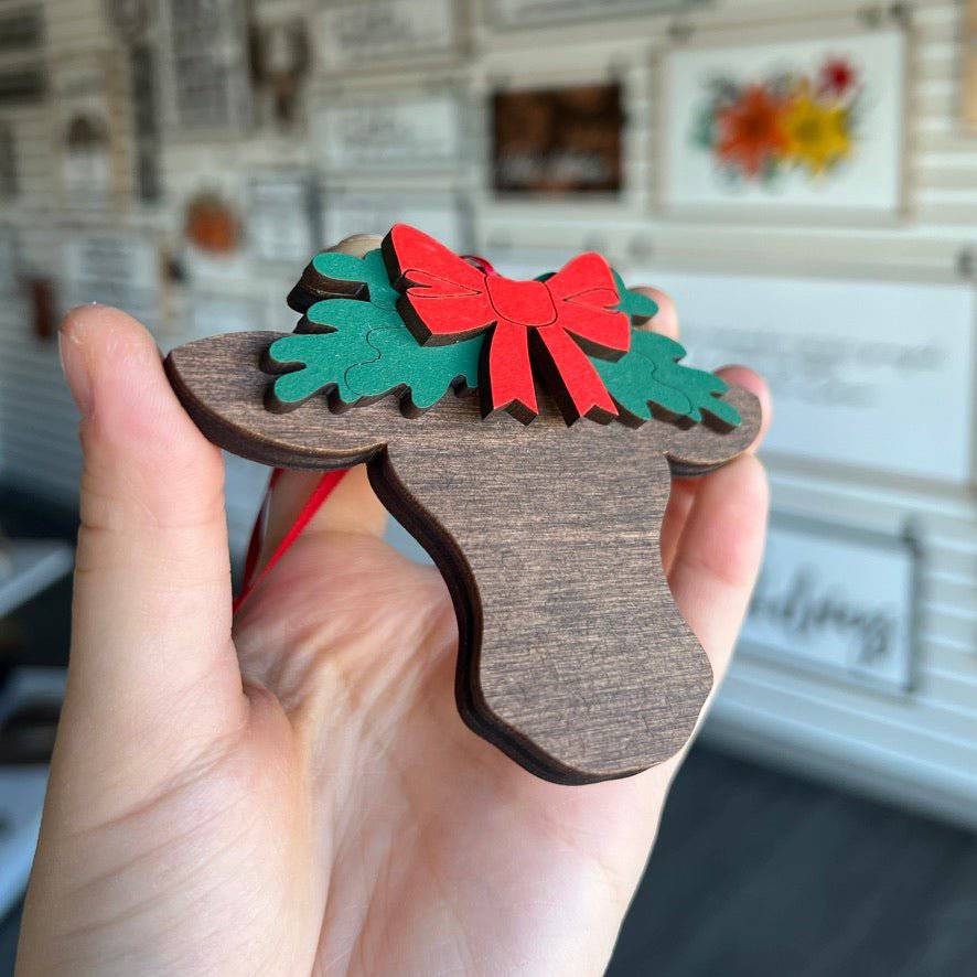 Christmas Cow Ornament - Sticks & Doodles