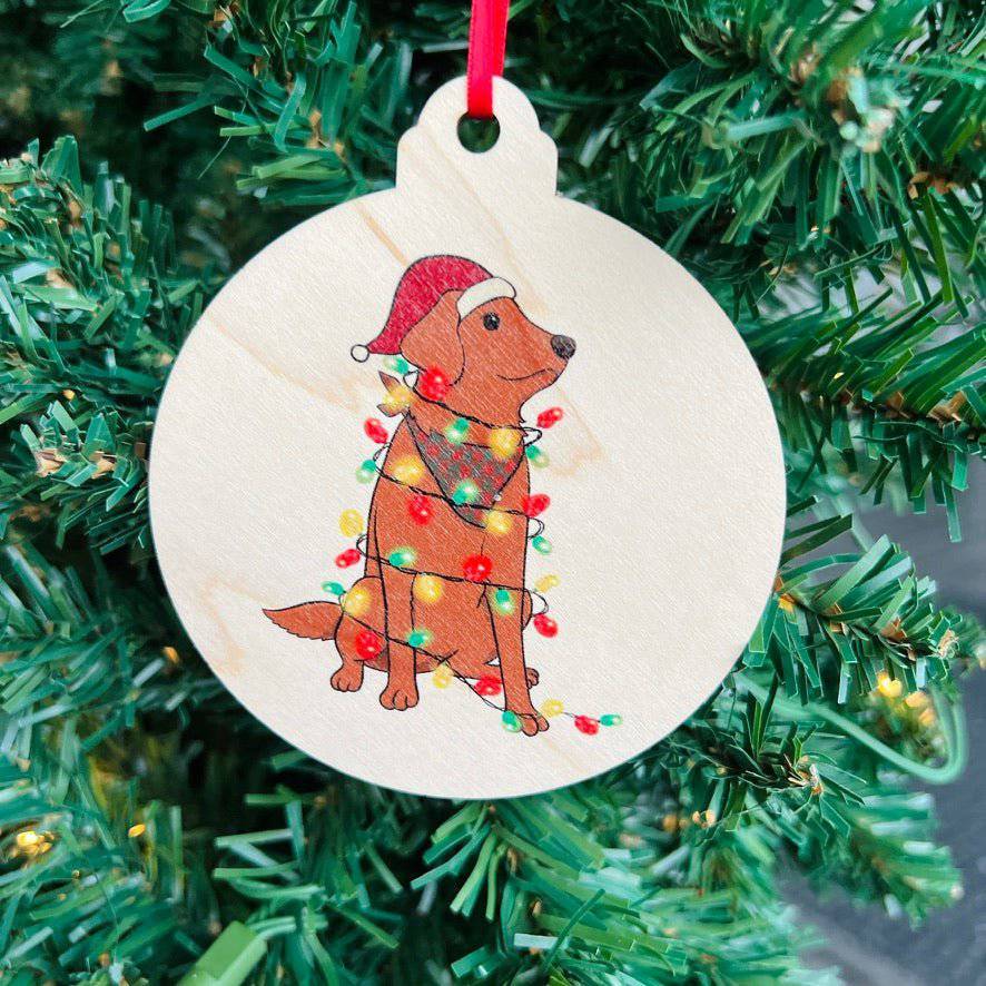 Christmas Light Animals Wood Ornament - Sticks & Doodles