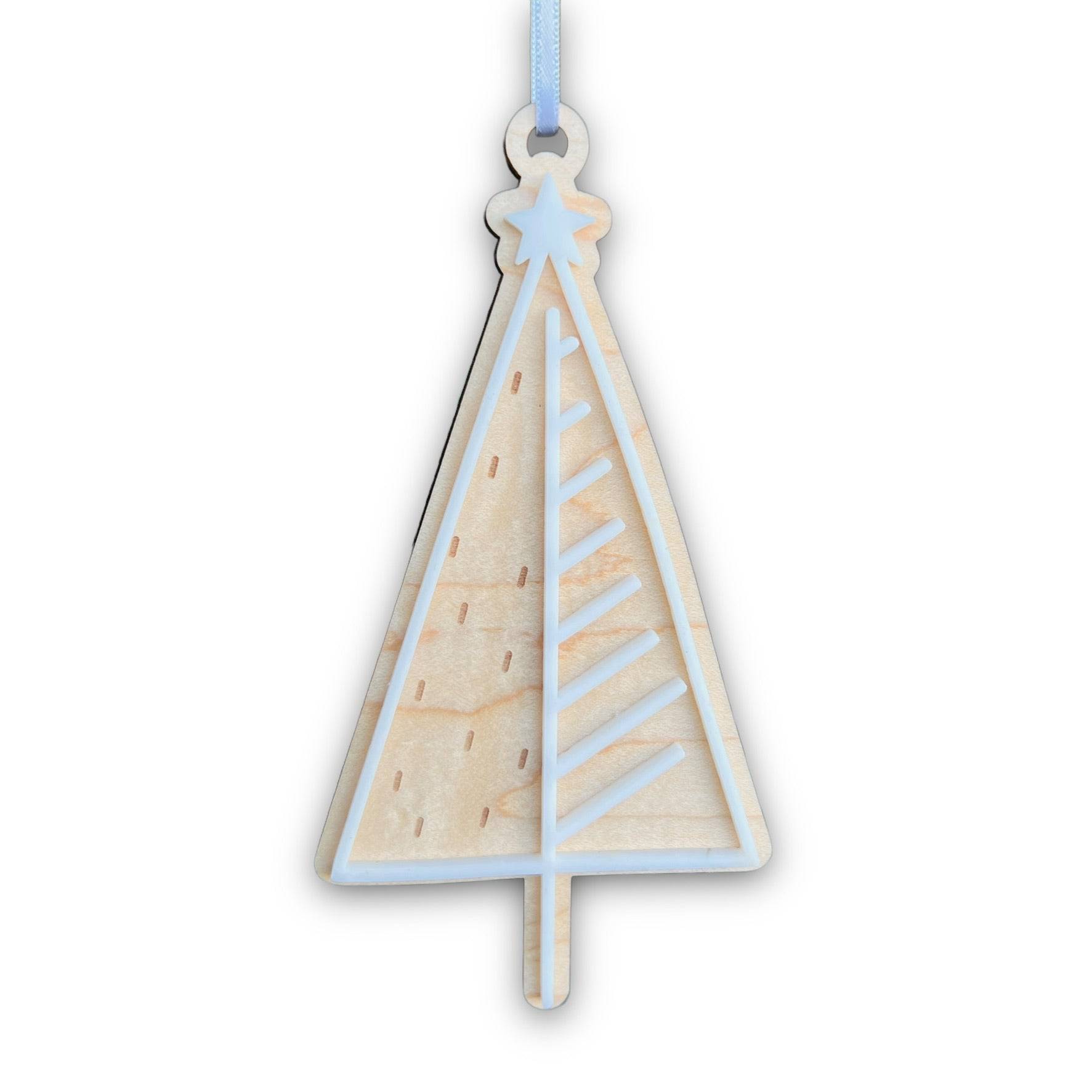 Christmas Tree Acrylic & Wood Ornament - Sticks & Doodles