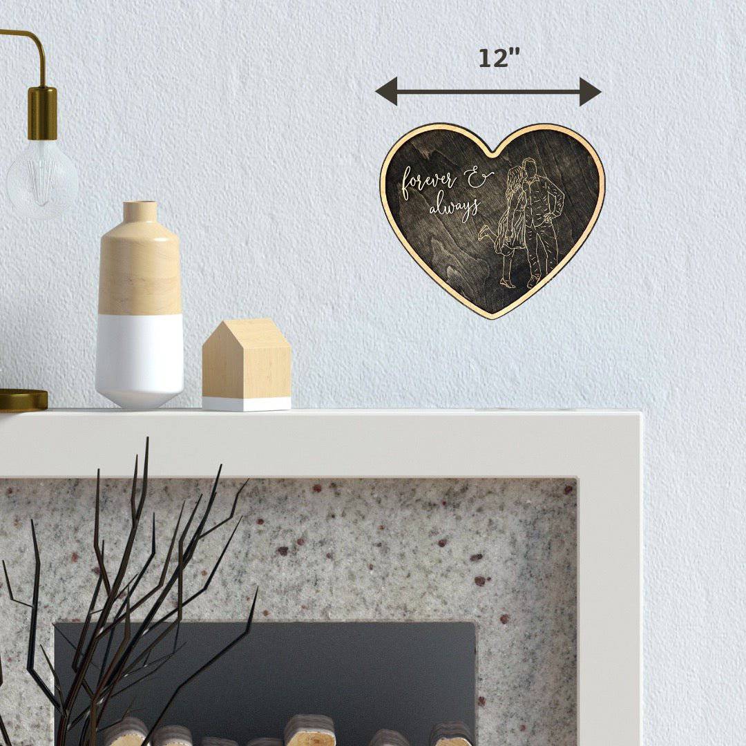 Engraved Couples Minimalist/Faceless Heart Sign - Sticks & Doodles