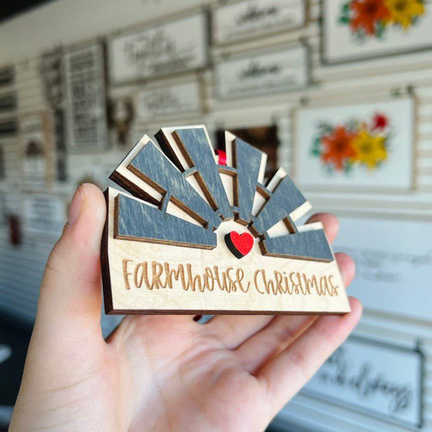 Farmhouse Christmas Ornament - Sticks & Doodles
