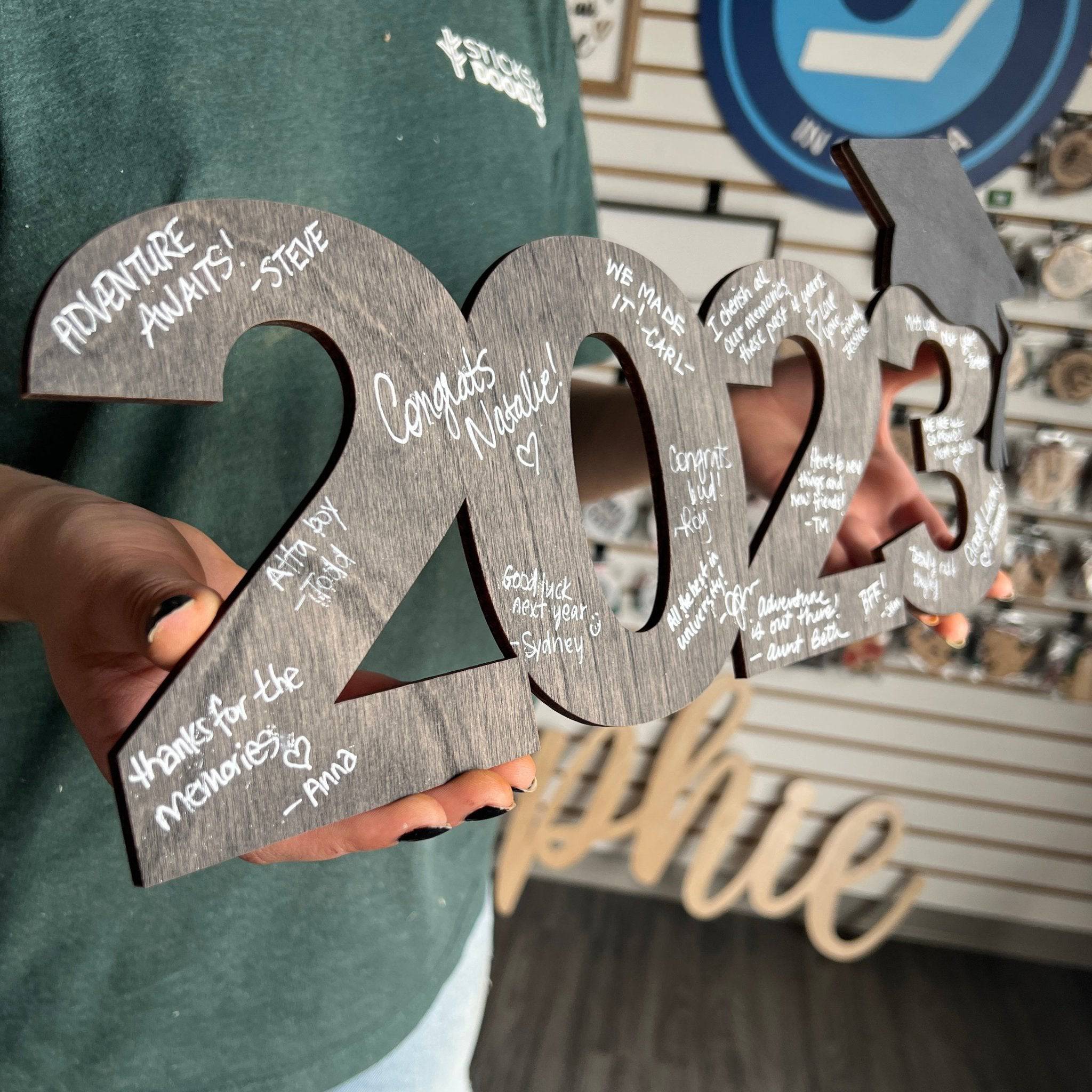 Graduation 2023 Guestbook Sign w/ Paint Pen - Sticks & Doodles