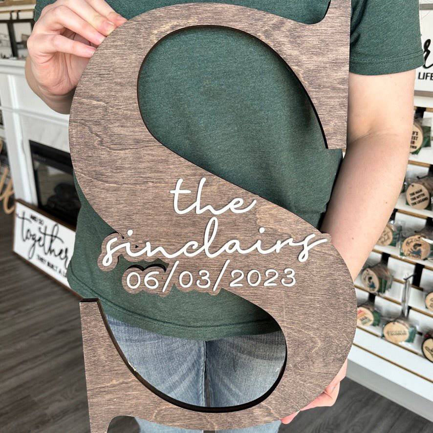 Layered Letter Wedding Sign - Sticks & Doodles