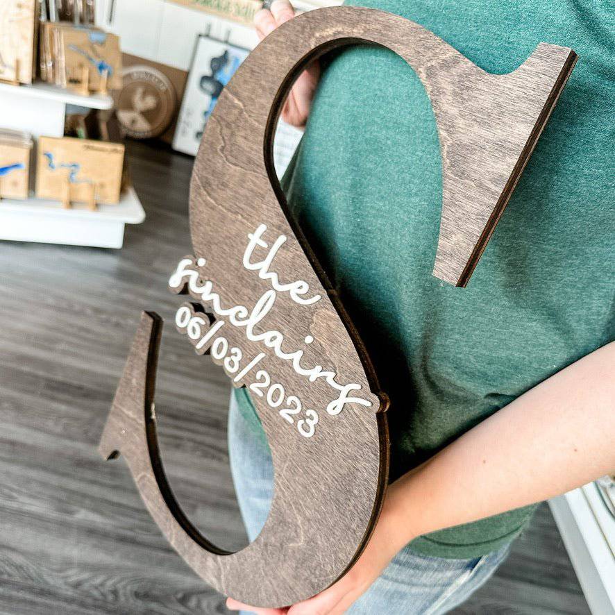 Layered Letter Wedding Sign - Sticks & Doodles