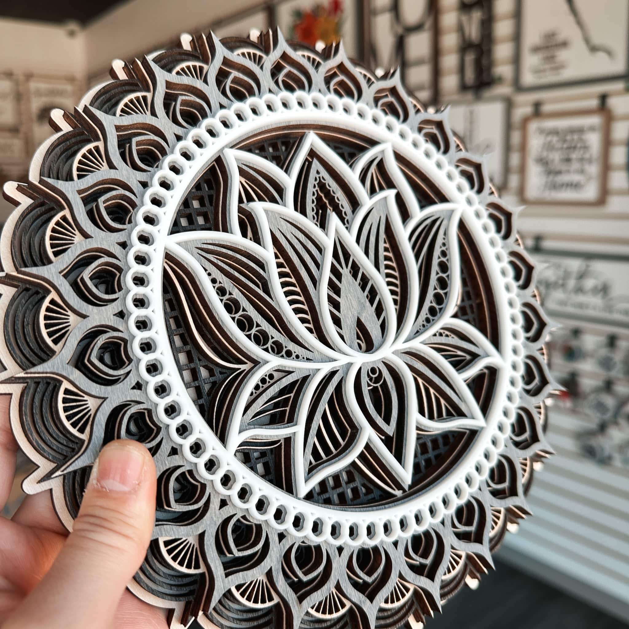 Lotus Flower Multilayer Wood Art - Sticks & Doodles
