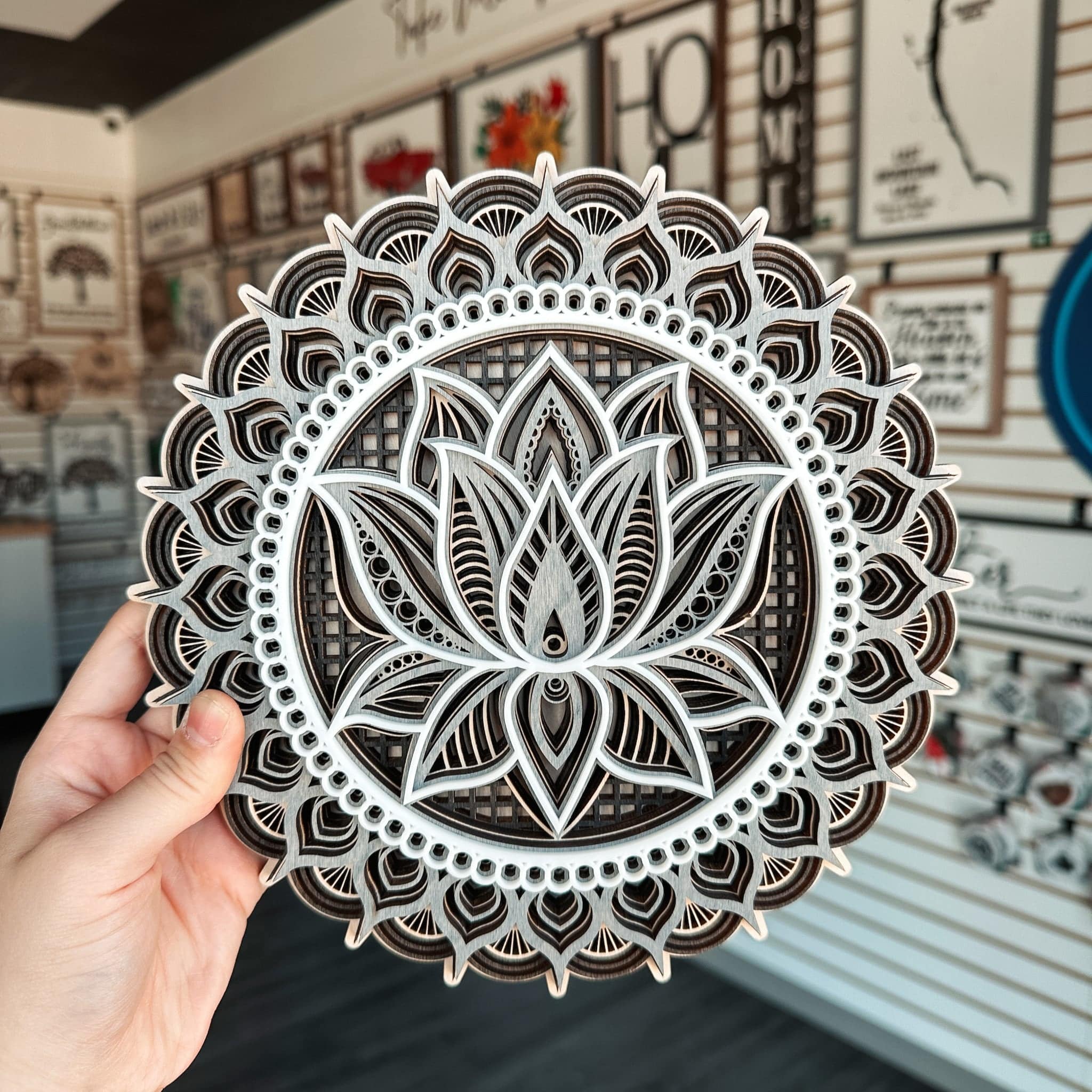 Lotus Flower Multilayer Wood Art - Sticks & Doodles