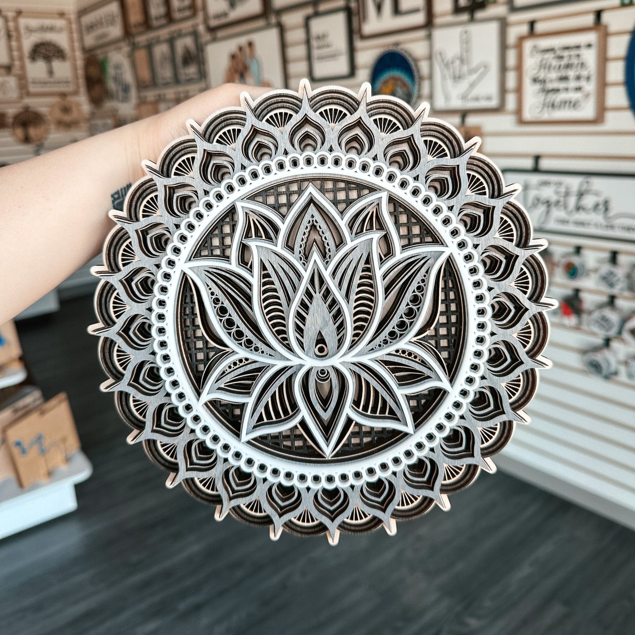 Lotus Flower Multilayer Wood Art - Sticks & Doodles