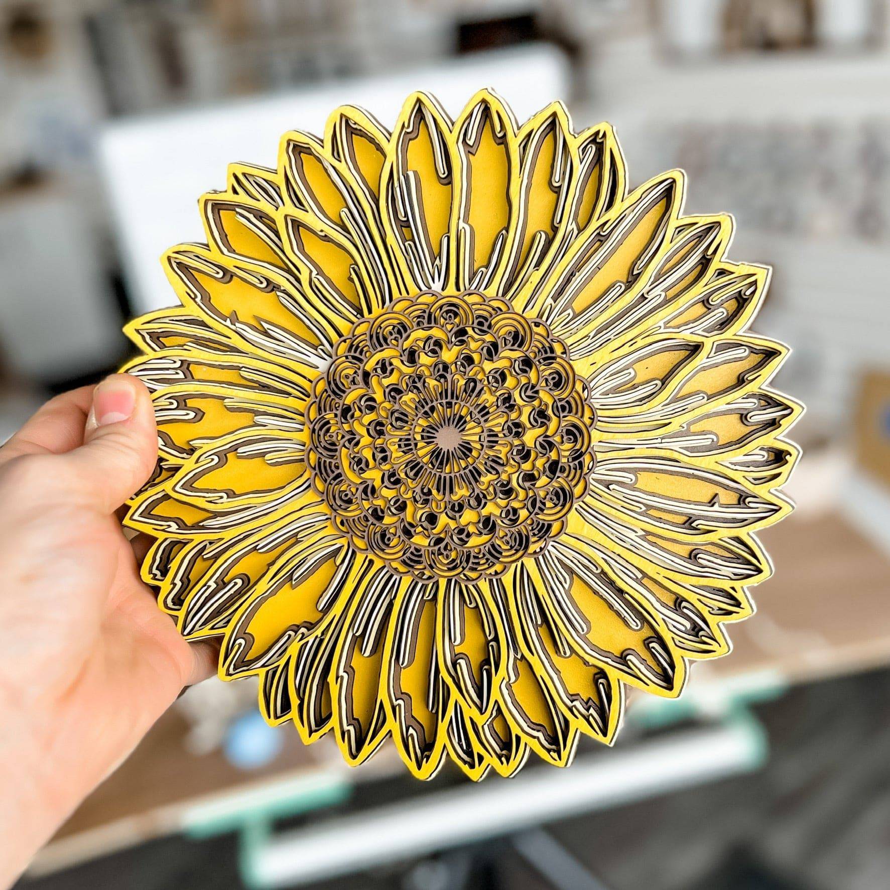 March 3D Multilayer Mandela - The Loyal Sunflower - Sticks & Doodles