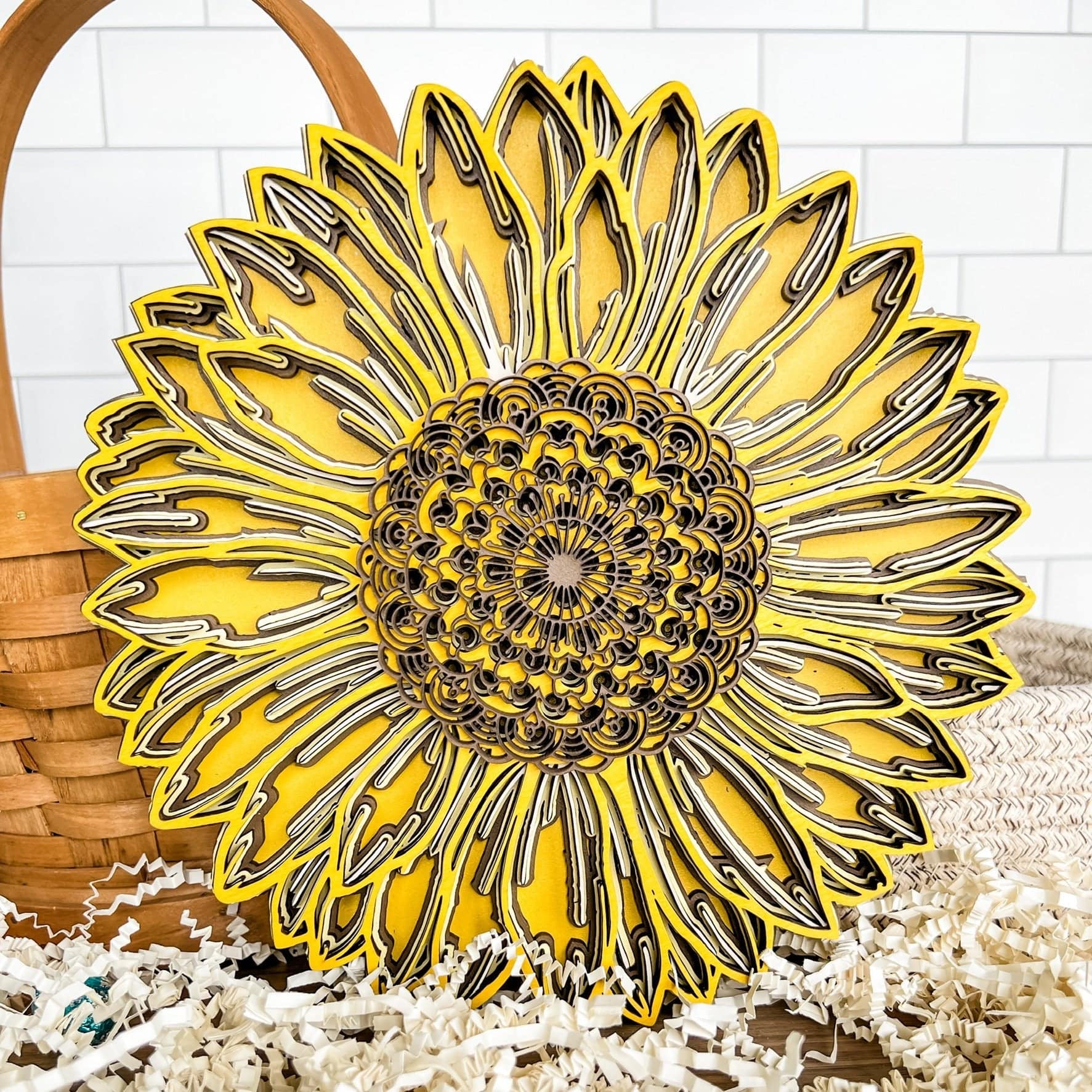 March 3D Multilayer Mandela - The Loyal Sunflower - Sticks & Doodles