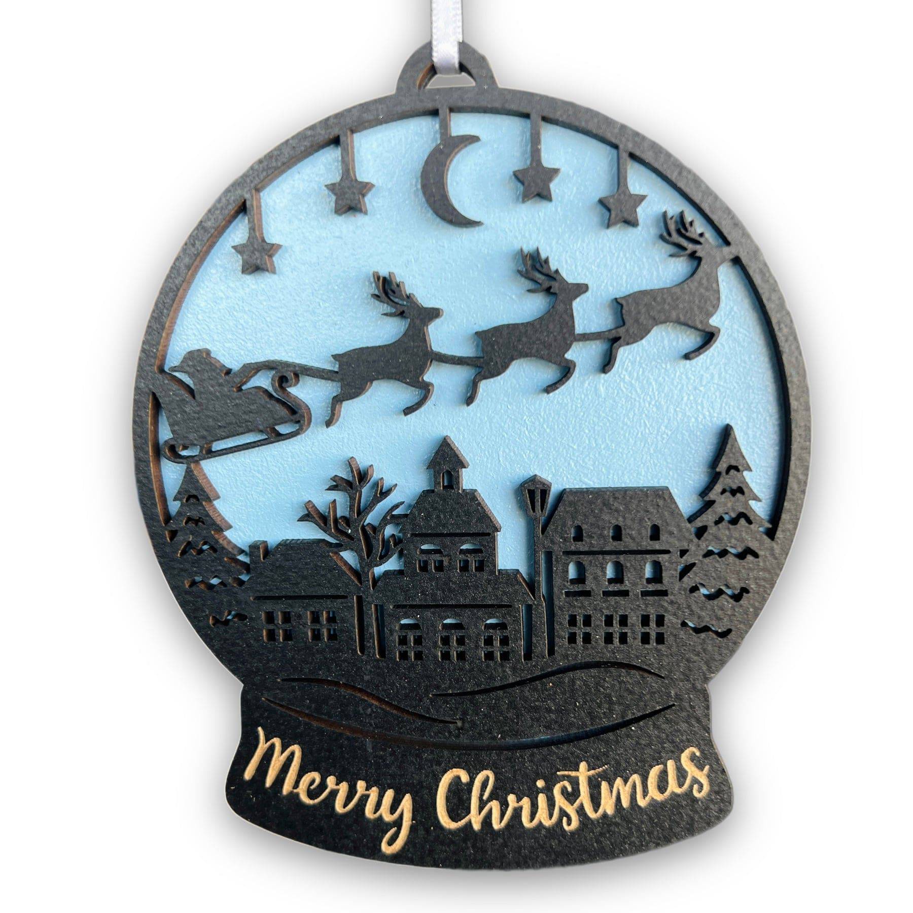 Merry Christmas Snow Globe Ornament - Sticks & Doodles