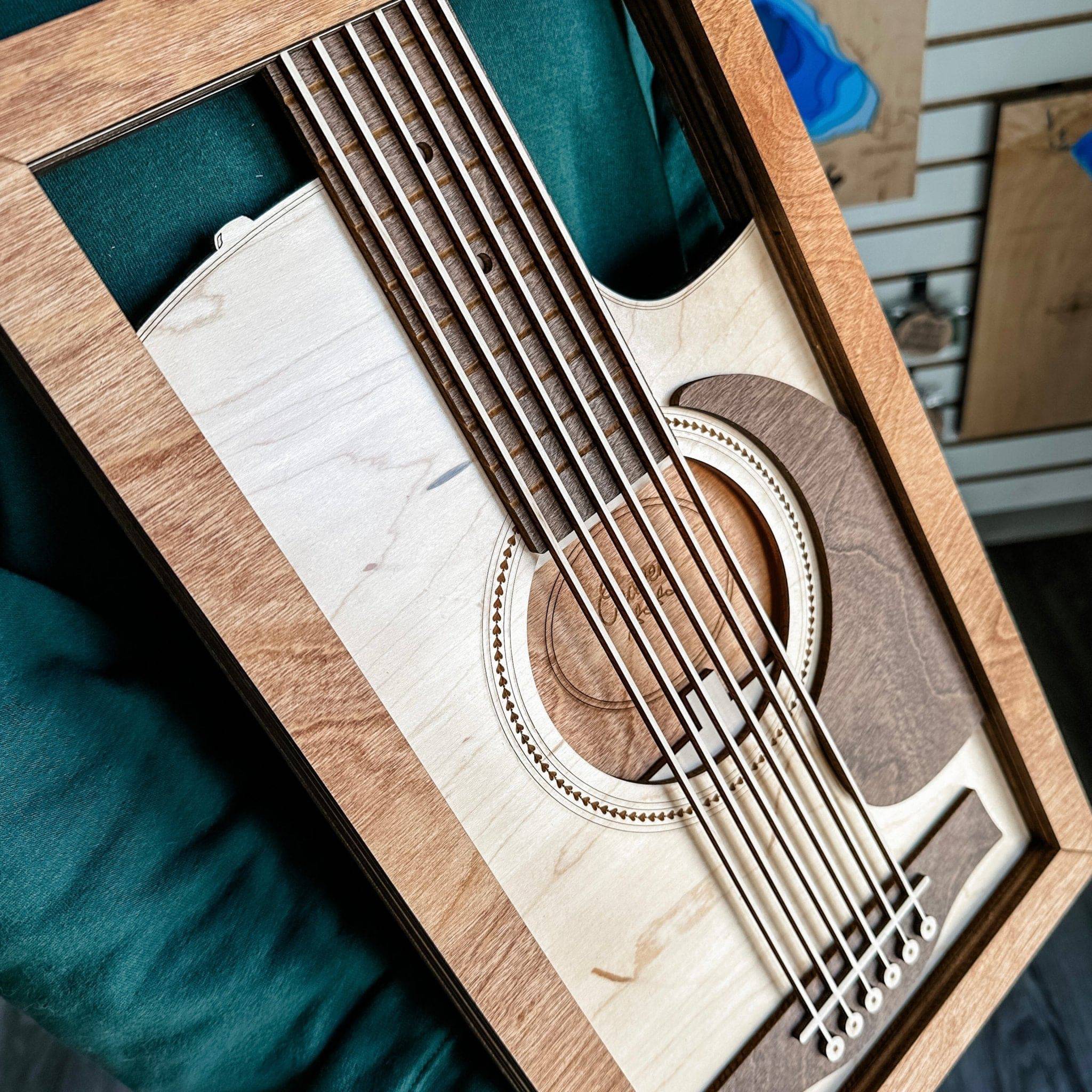 Multilayer Guitar 3D Wood Art - Sticks & Doodles