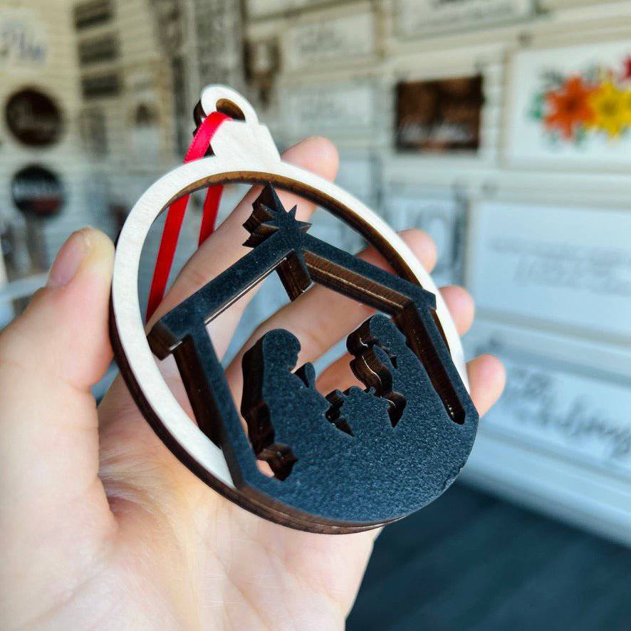 Nativity 3D Ornament - Sticks & Doodles
