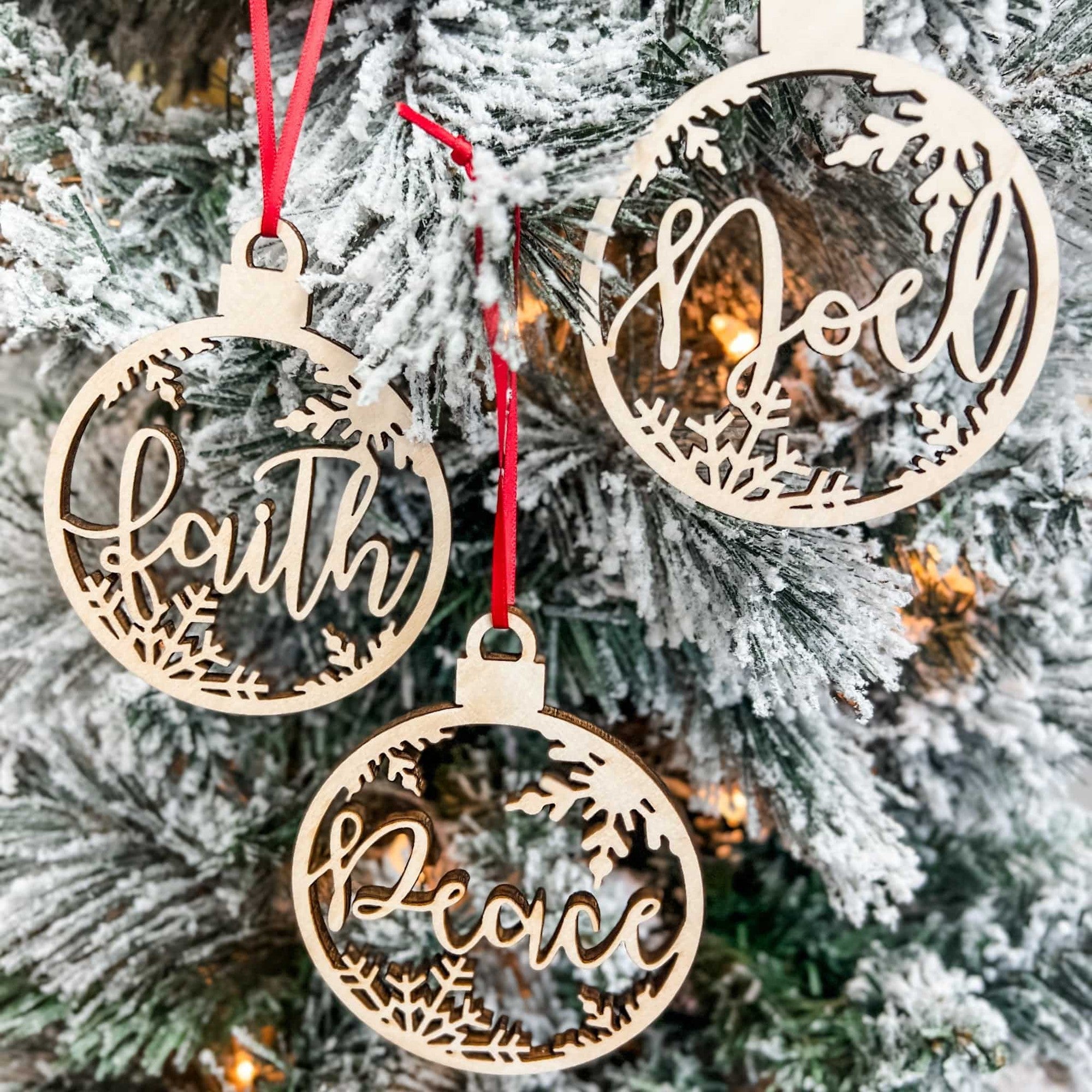 Natural Christmas Bauble Wood Ornament - Sticks & Doodles