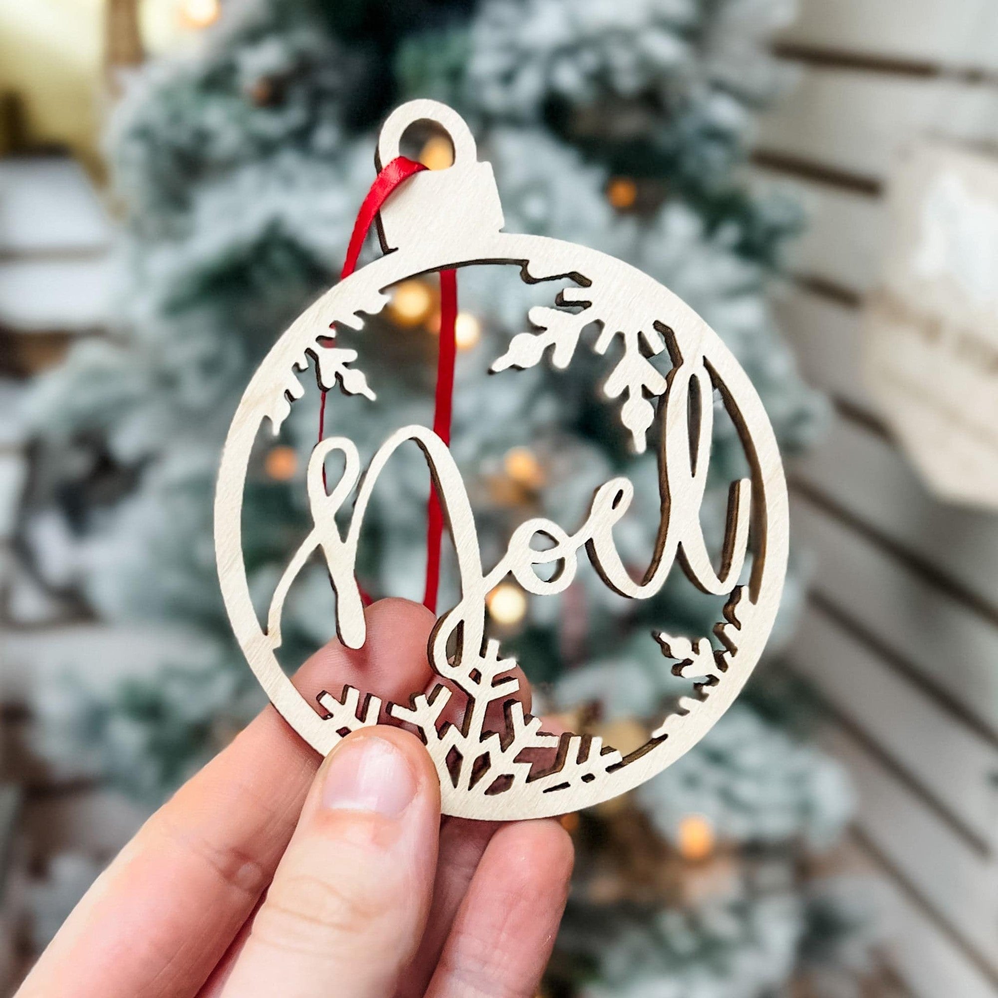 Natural Christmas Bauble Wood Ornament - Sticks & Doodles