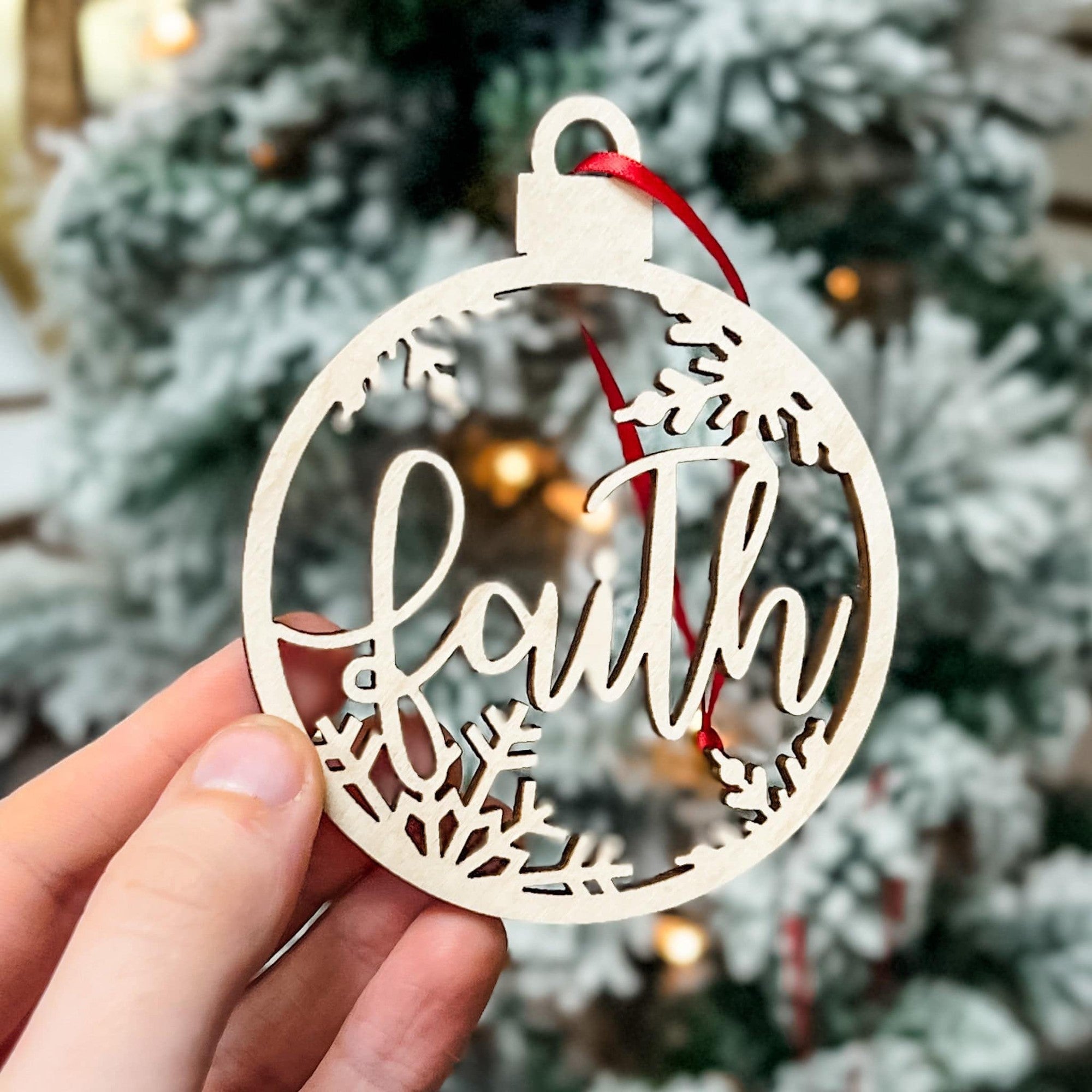 Natural Christmas Bauble Wood Ornament - Sticks & Doodles