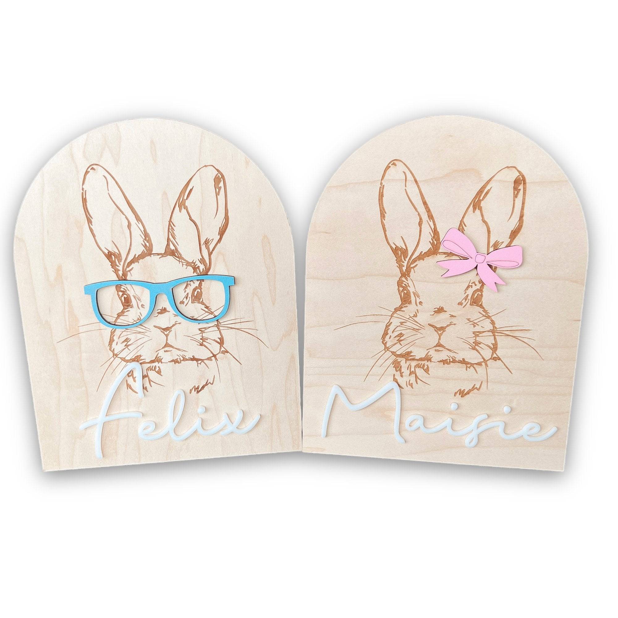 Personalized Boho Bunny Signs - Sticks & Doodles