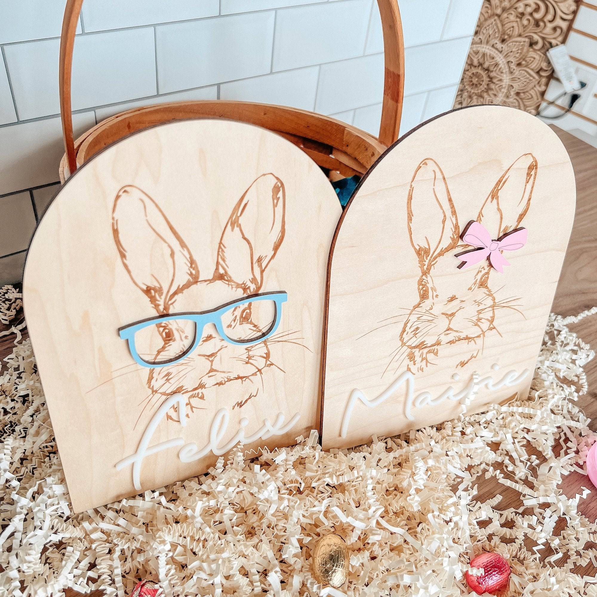 Personalized Boho Bunny Signs - Sticks & Doodles