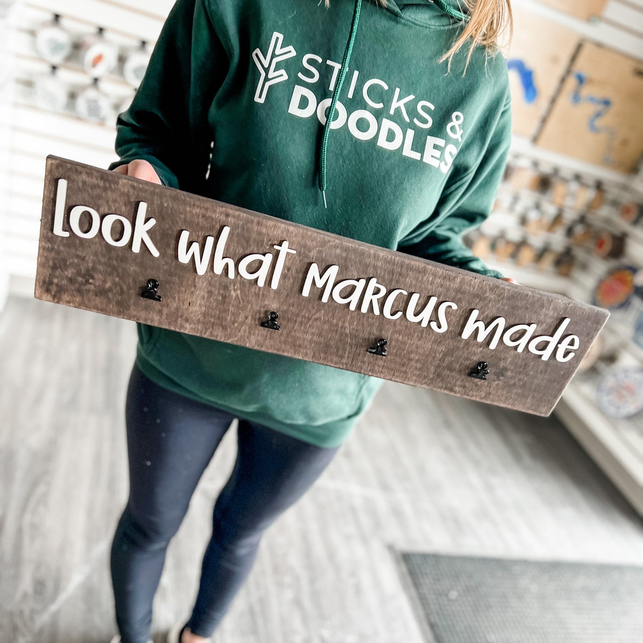 Photo / Look What I Made Wood Sign with Clips - Sticks & Doodles