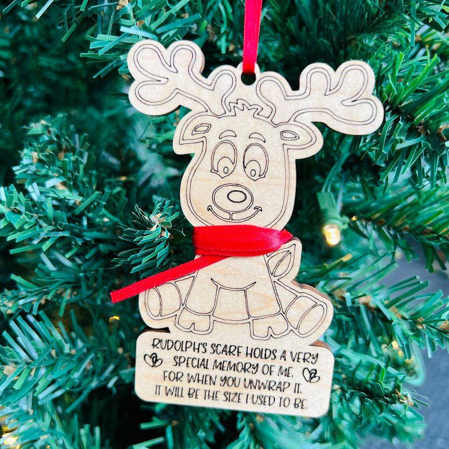 Rudolph's Scarf Child Height Ornament - Sticks & Doodles