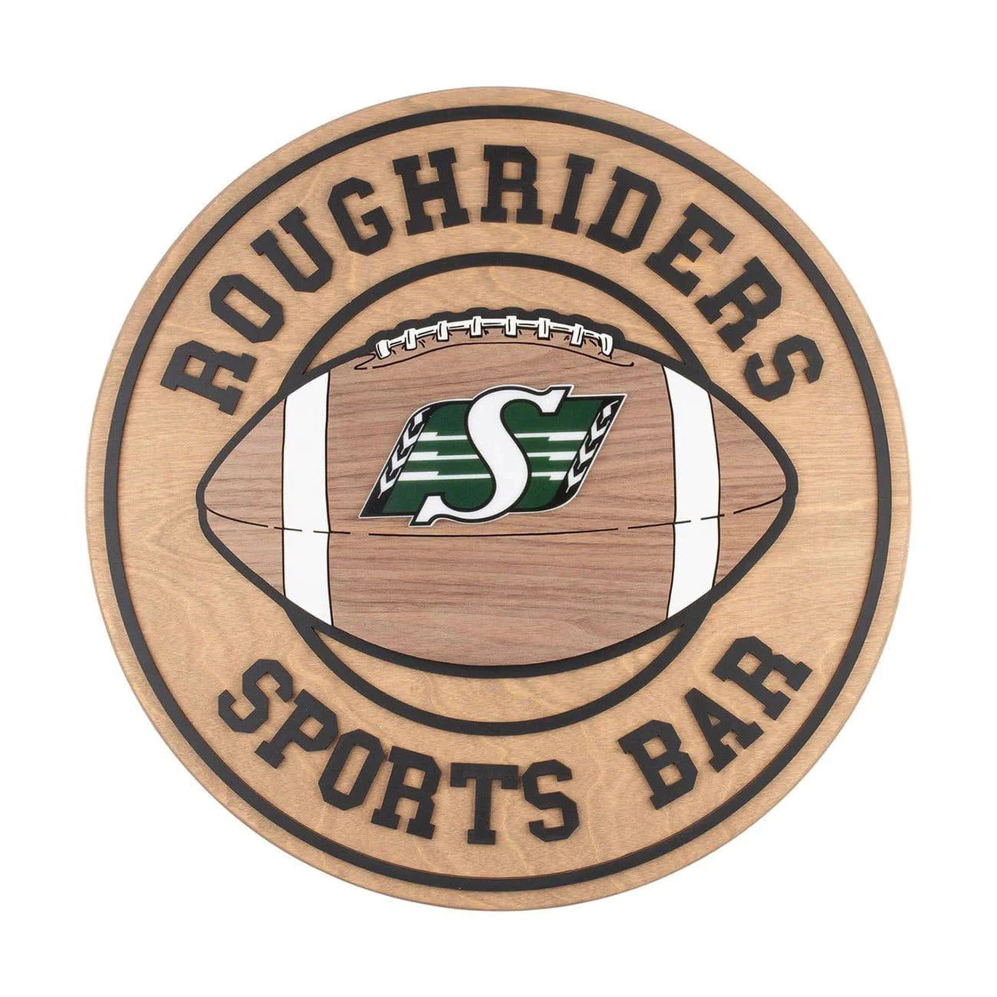 Sticks & Doodles x Saskatchewan Roughriders Wood Bar Sign - Sticks & Doodles