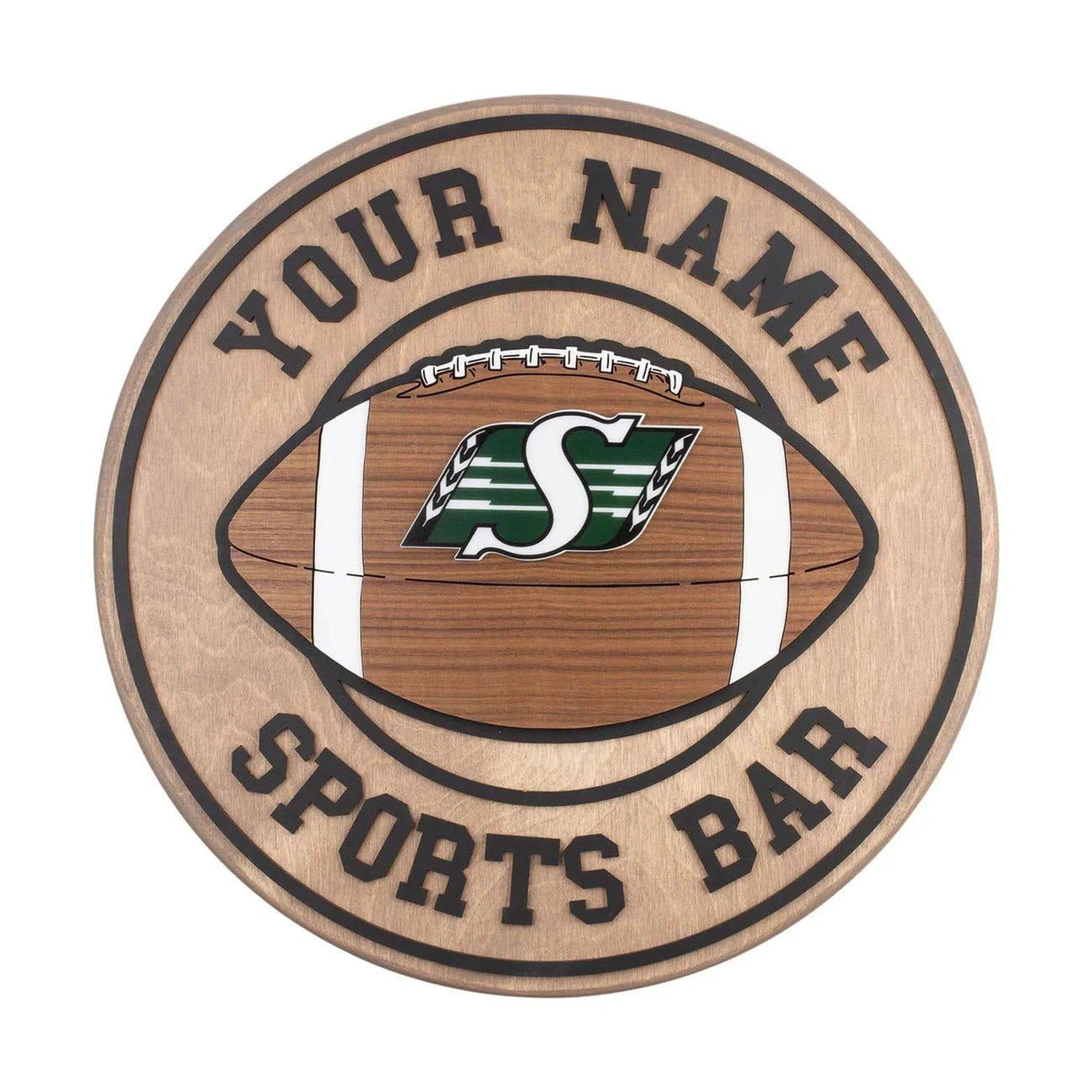 Sticks & Doodles x Saskatchewan Roughriders Wood Bar Sign - Sticks & Doodles
