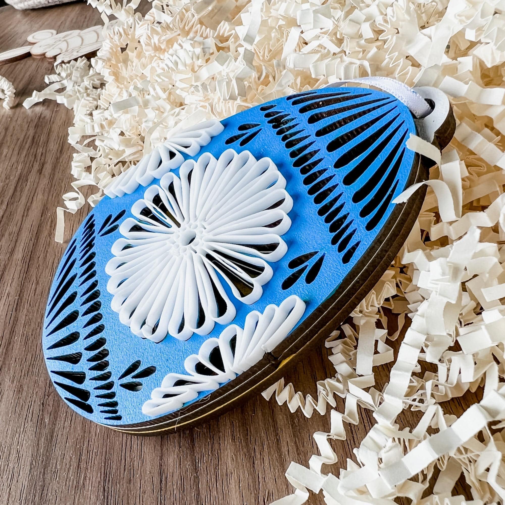 Ukrainian Easter Egg Wood & Acrylic Ornament - Sticks & Doodles