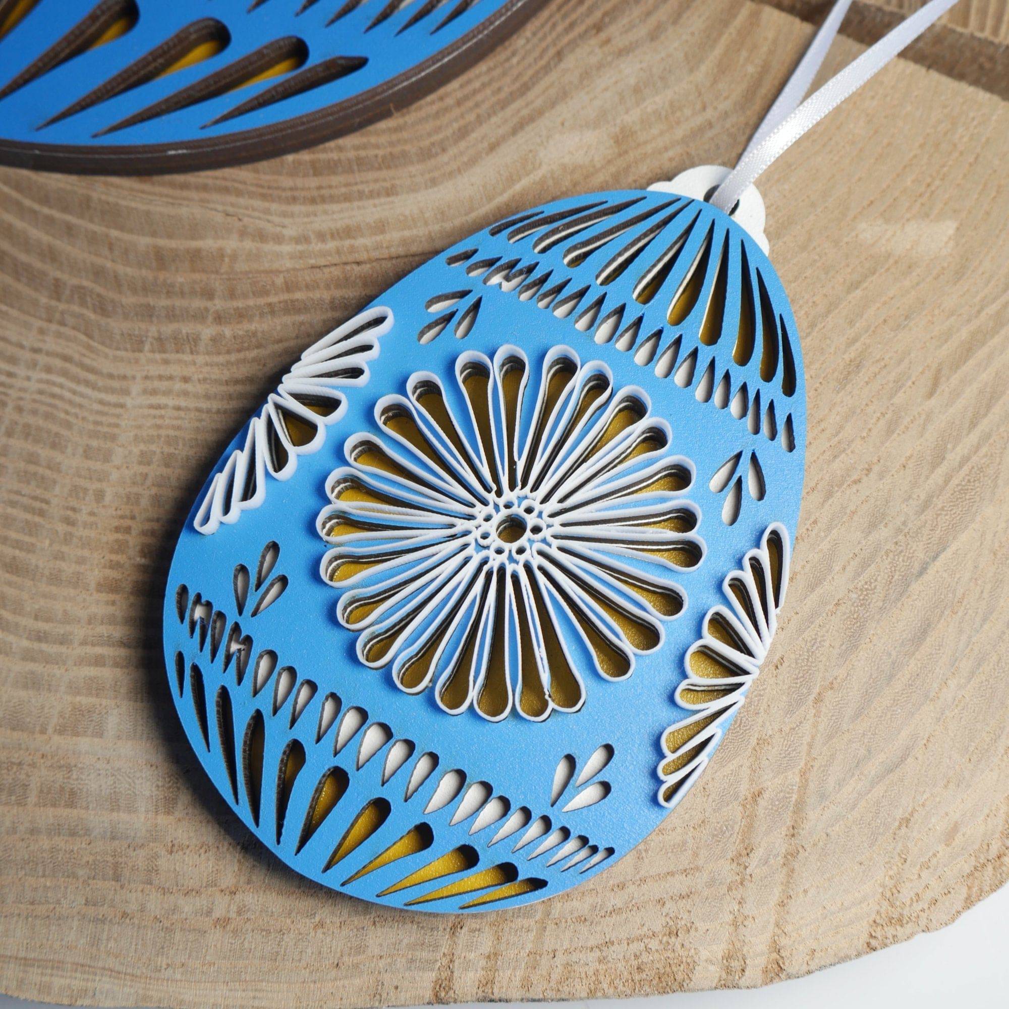 Ukrainian Easter Egg Wood & Acrylic Ornament - Sticks & Doodles