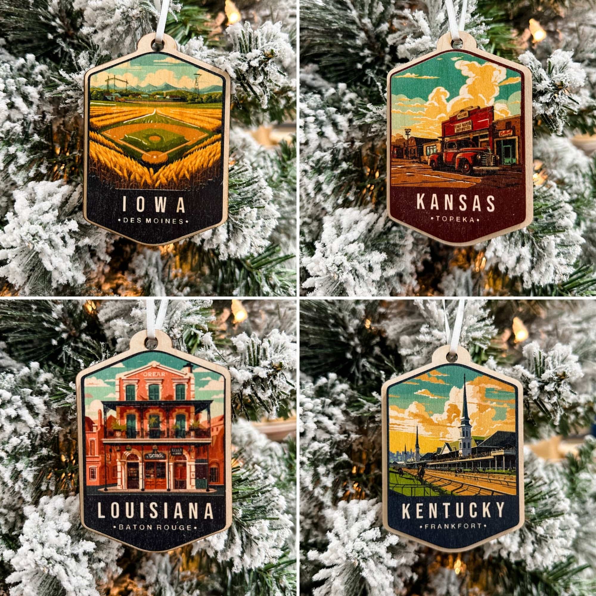 US States Watercolour 3D Wood Ornaments **Choose from 50!** - Sticks & Doodles